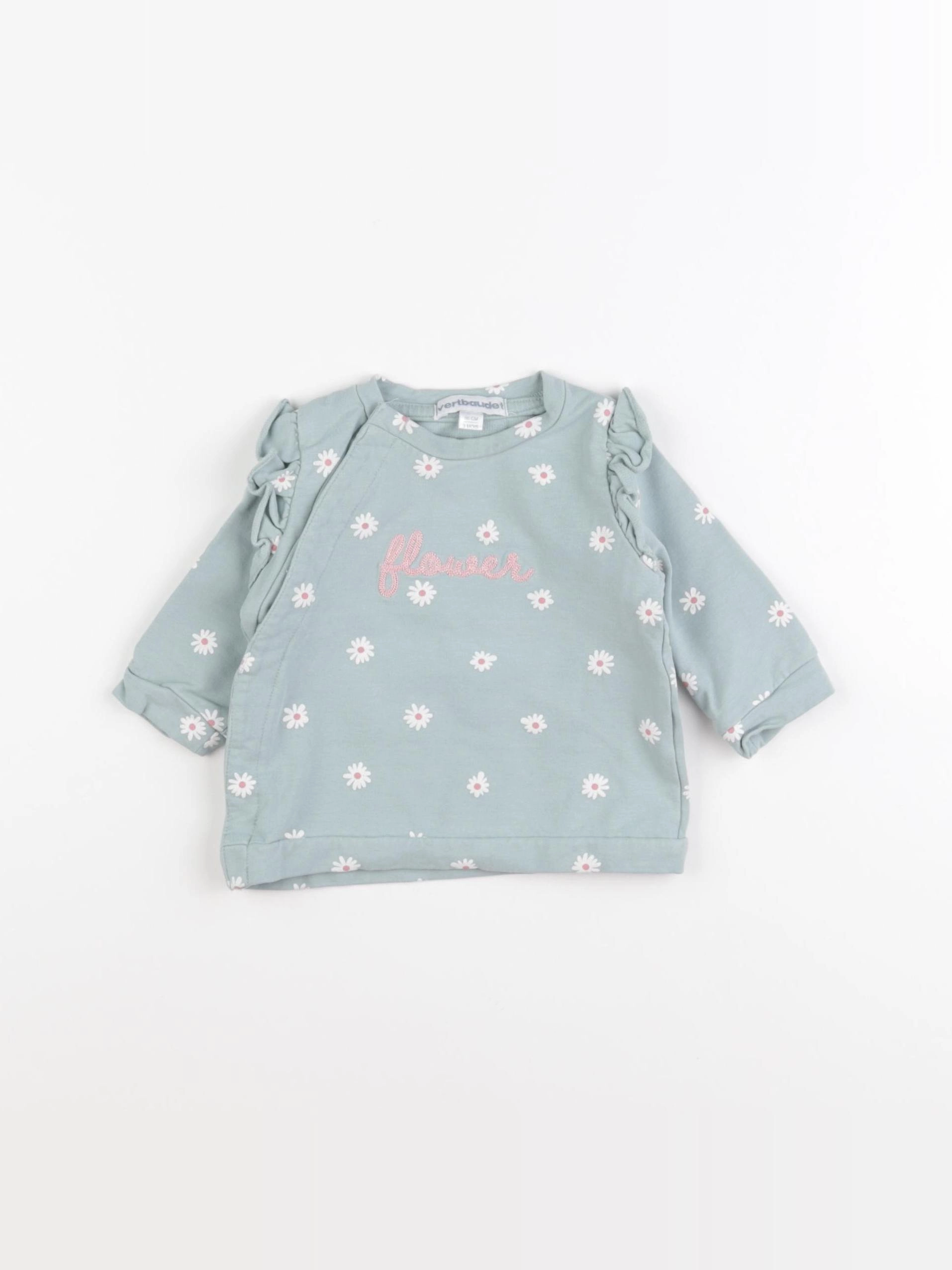 Vertbaudet - sweat vert - 3 mois