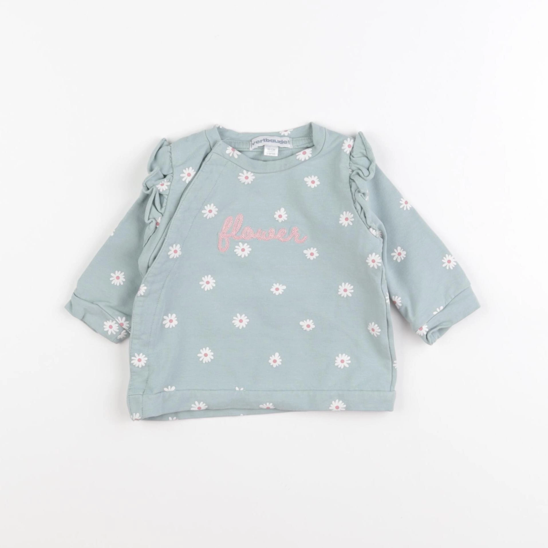 Vertbaudet - sweat vert - 3 mois