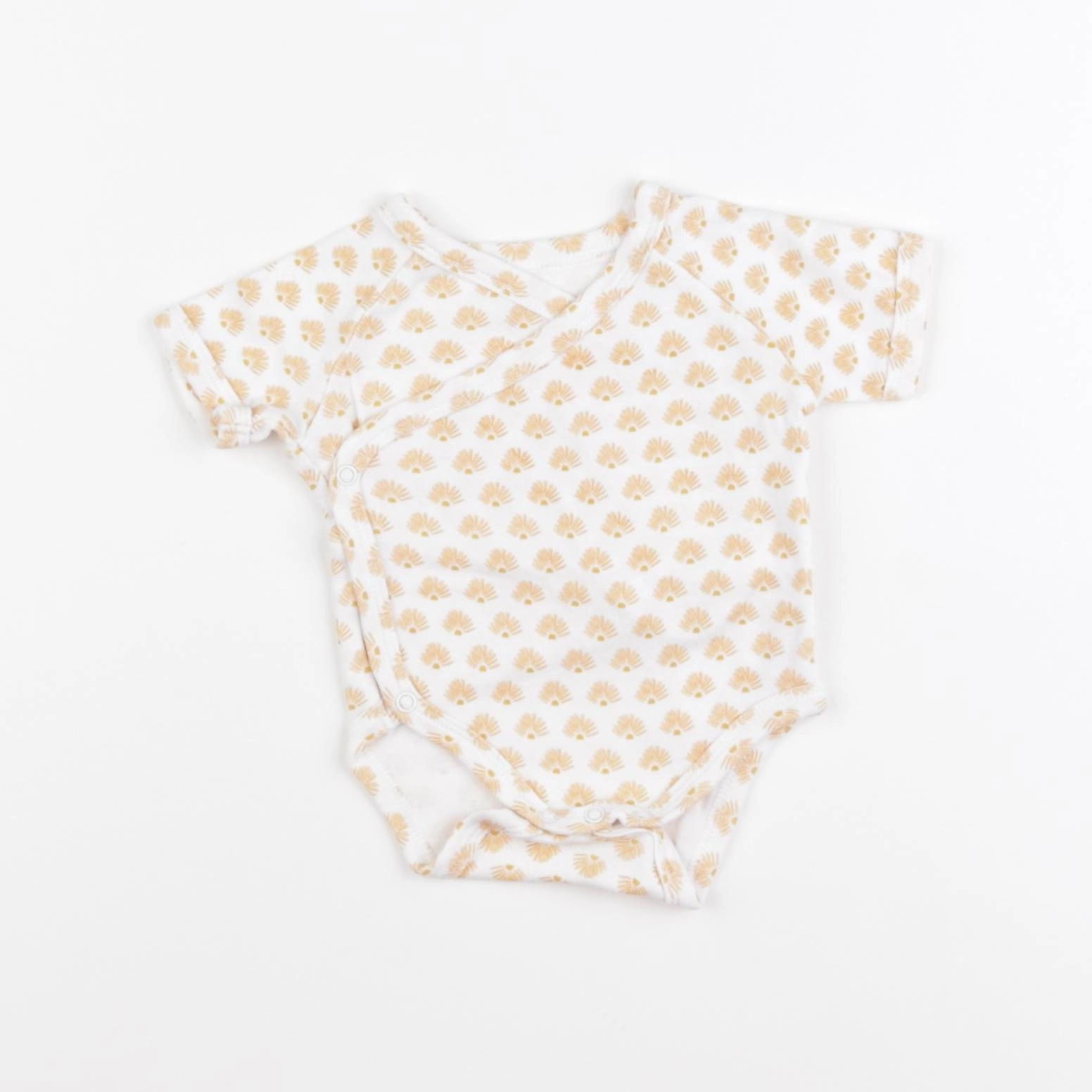 Vertbaudet - body blanc, orange - 1 mois