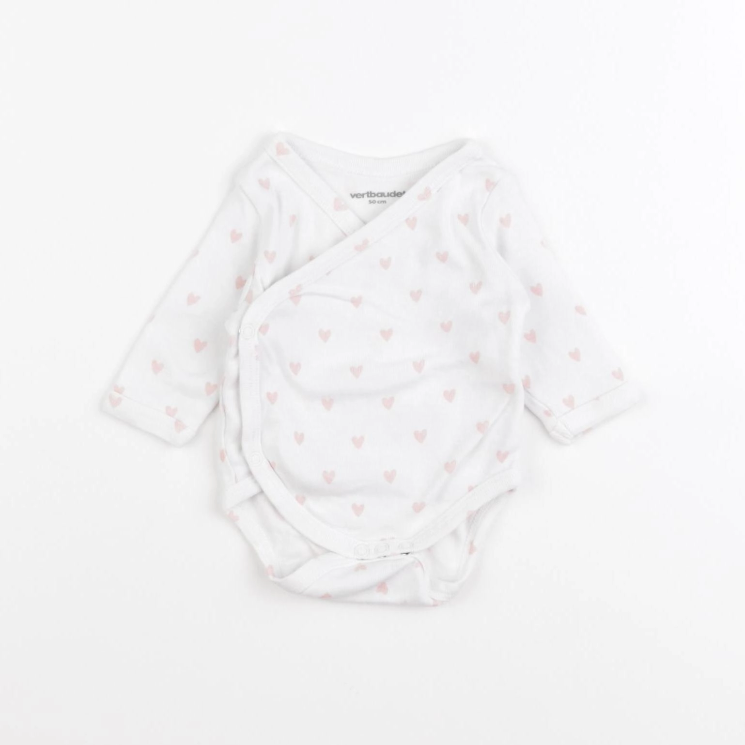 Vertbaudet - body blanc, rose - 0 mois