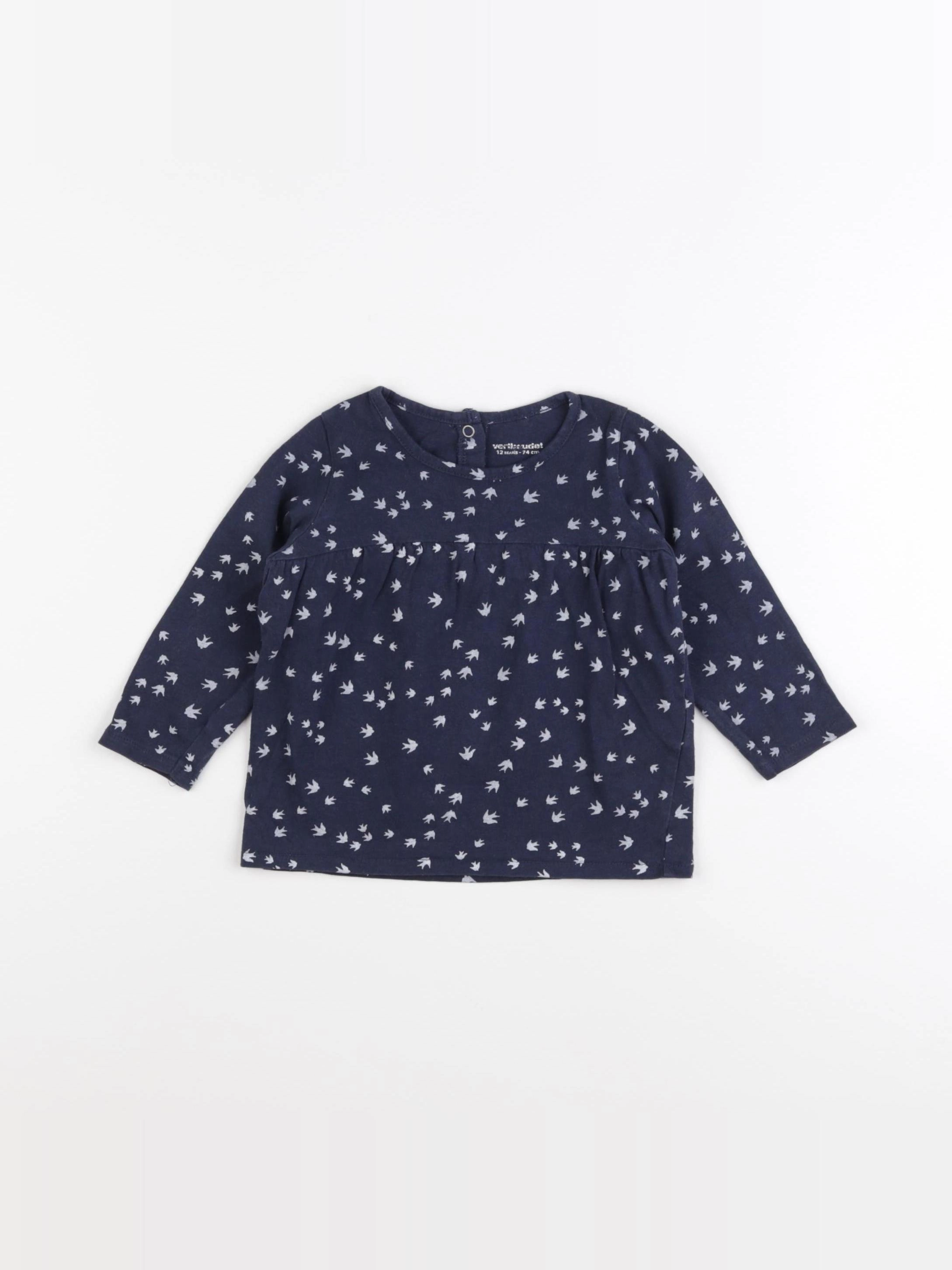 Vertbaudet - tee-shirt bleu, blanc - 12 mois