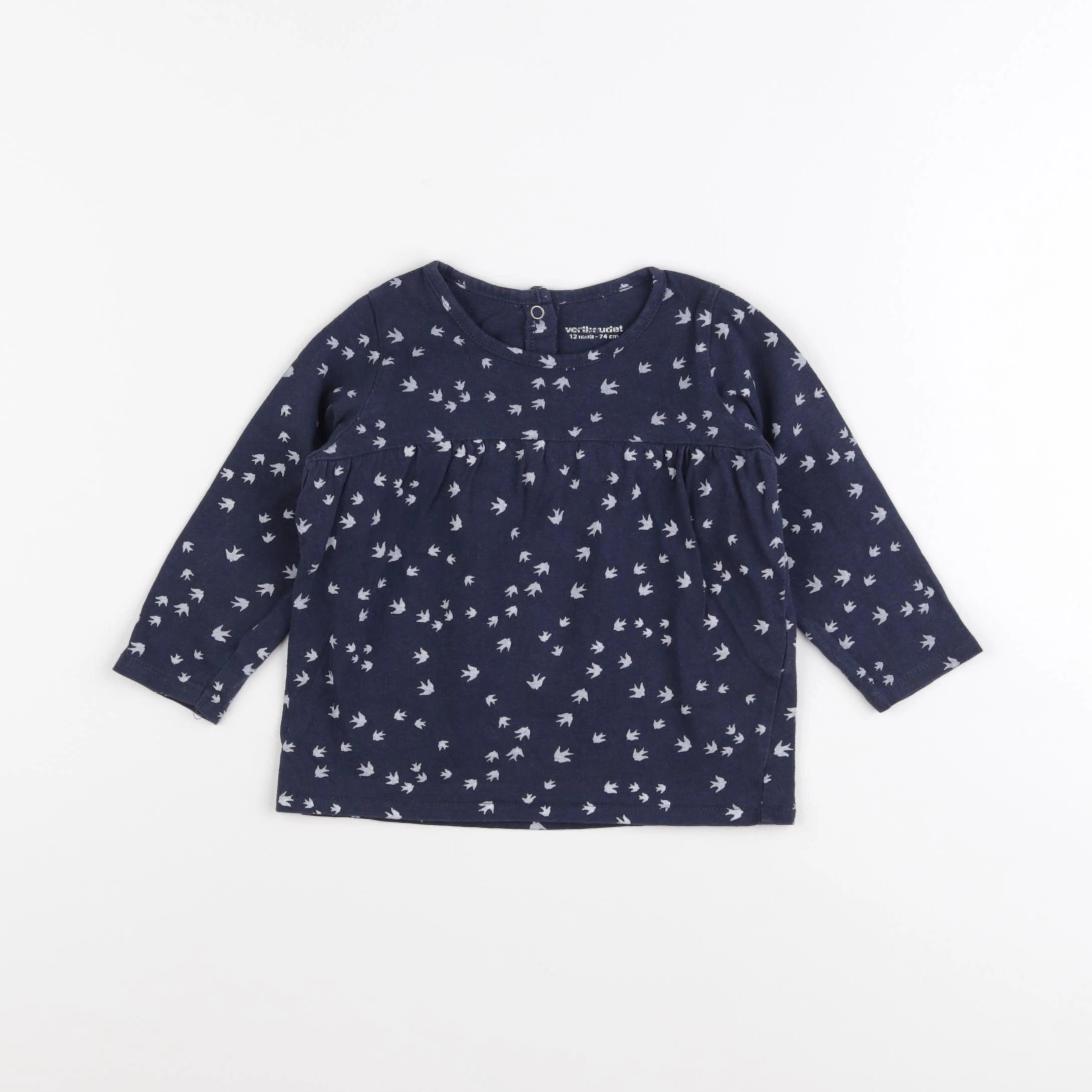 Vertbaudet - tee-shirt bleu, blanc - 12 mois