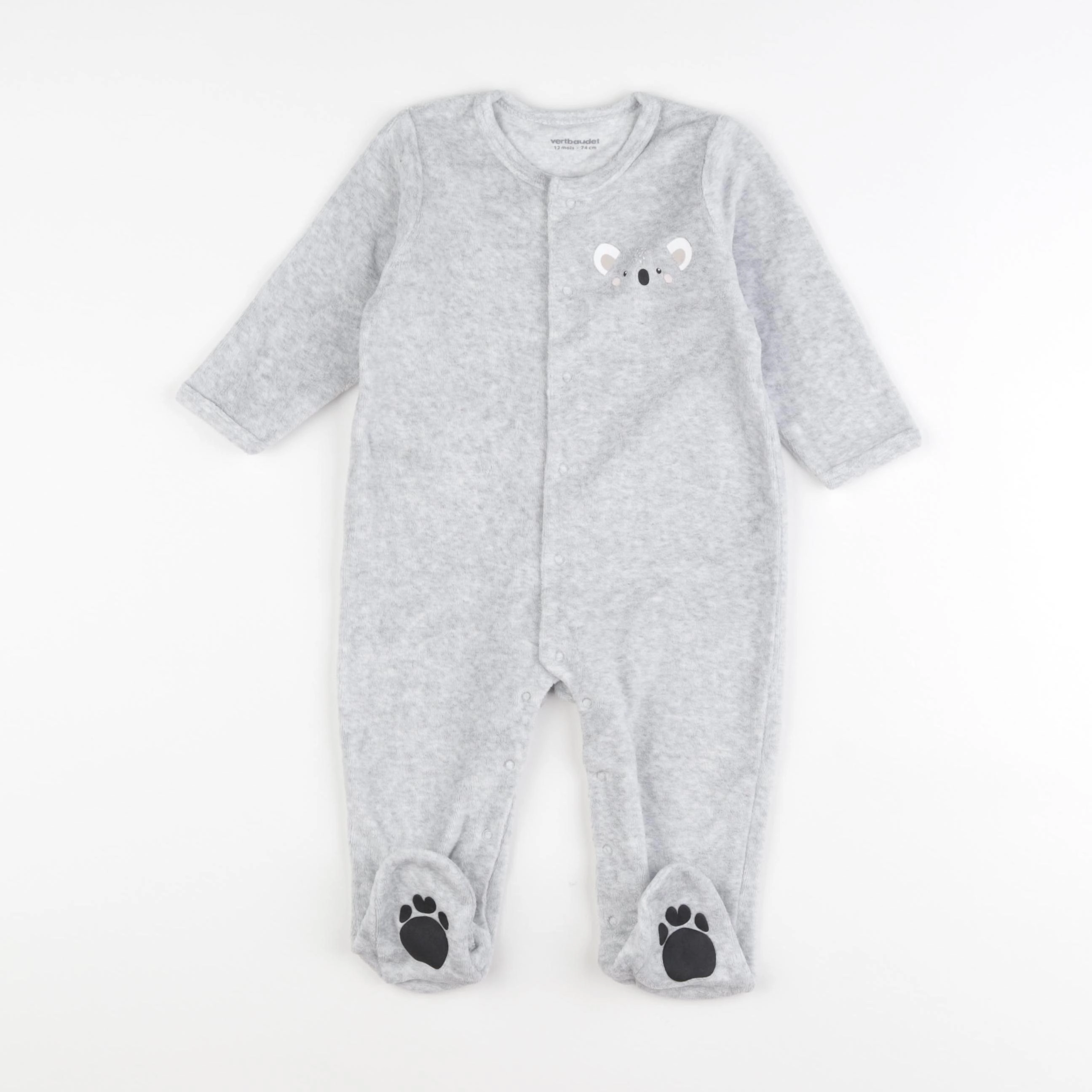 Vertbaudet - pyjama velours gris - 12 mois