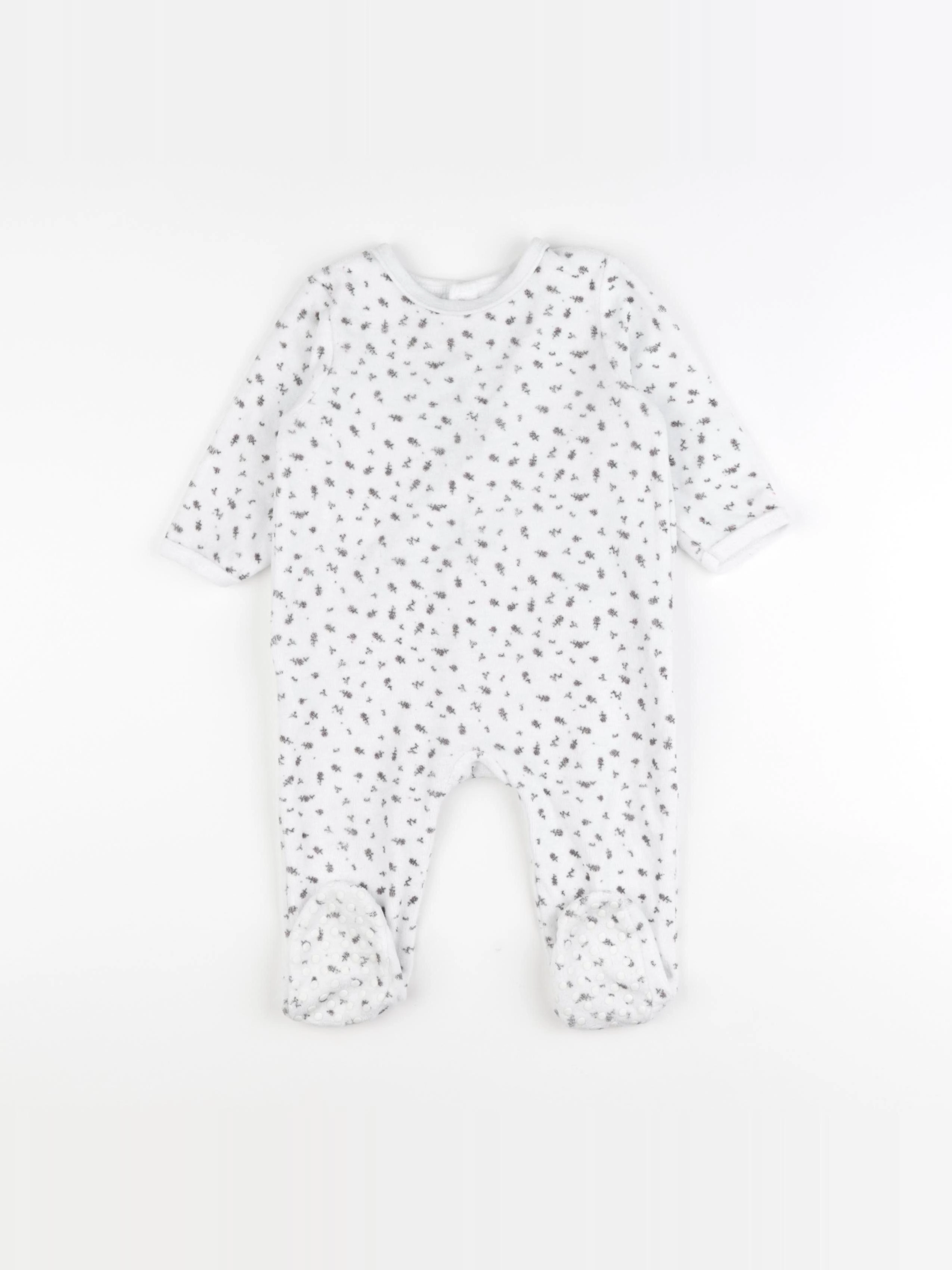 Vertbaudet - pyjama velours blanc, noir - 12 mois