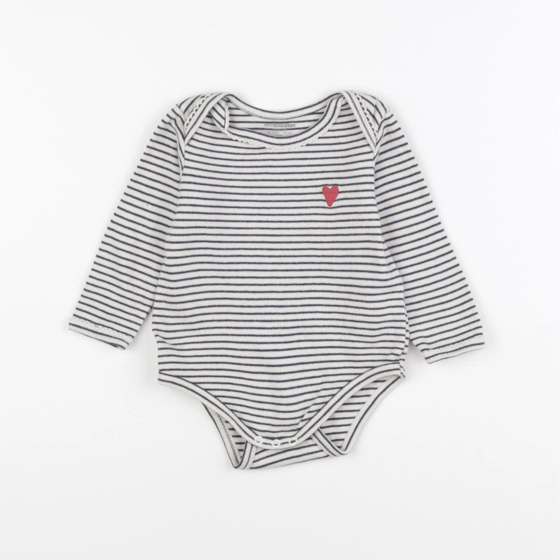Vertbaudet - body beige, bleu - 12 mois