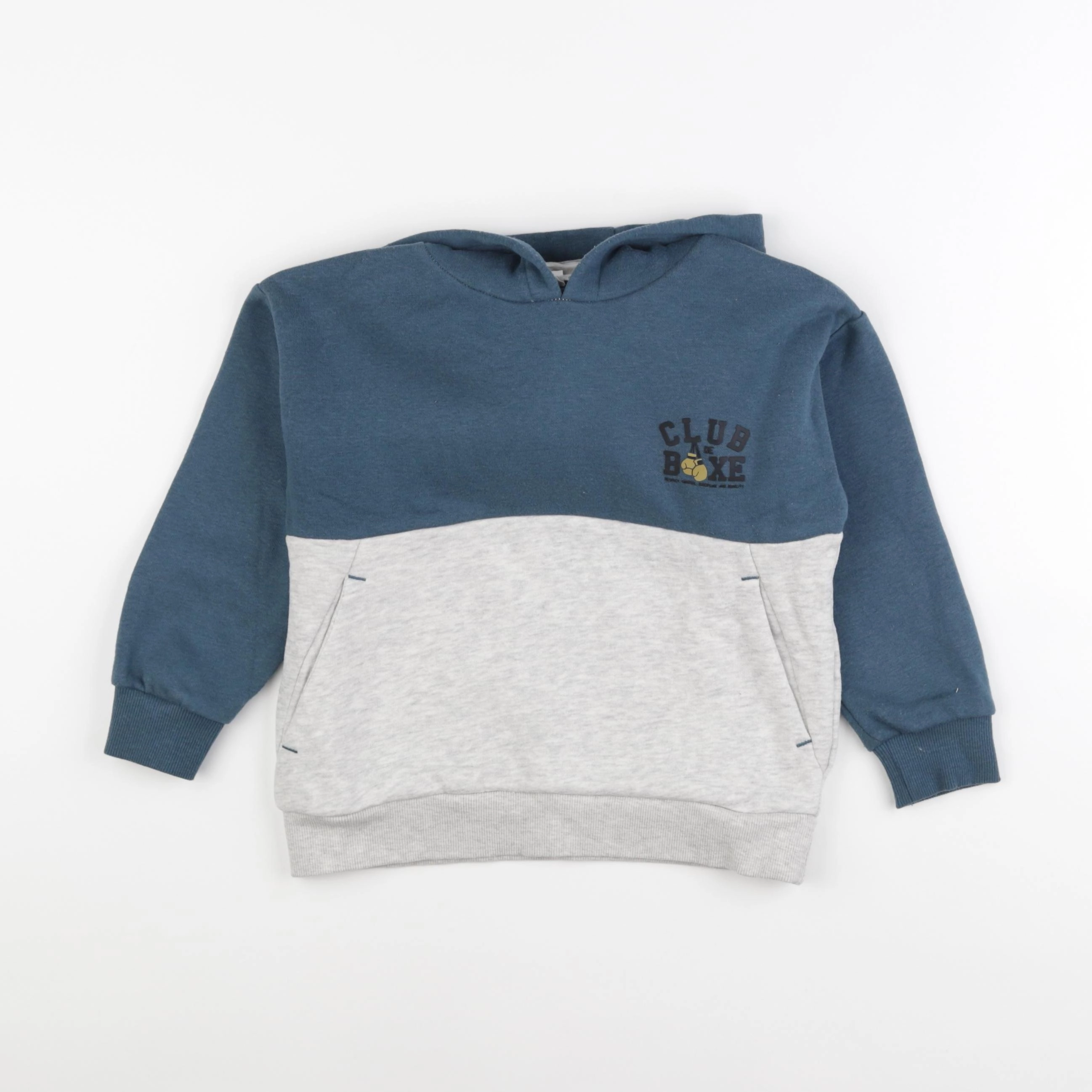 Vertbaudet - sweat bleu, gris - 6 ans