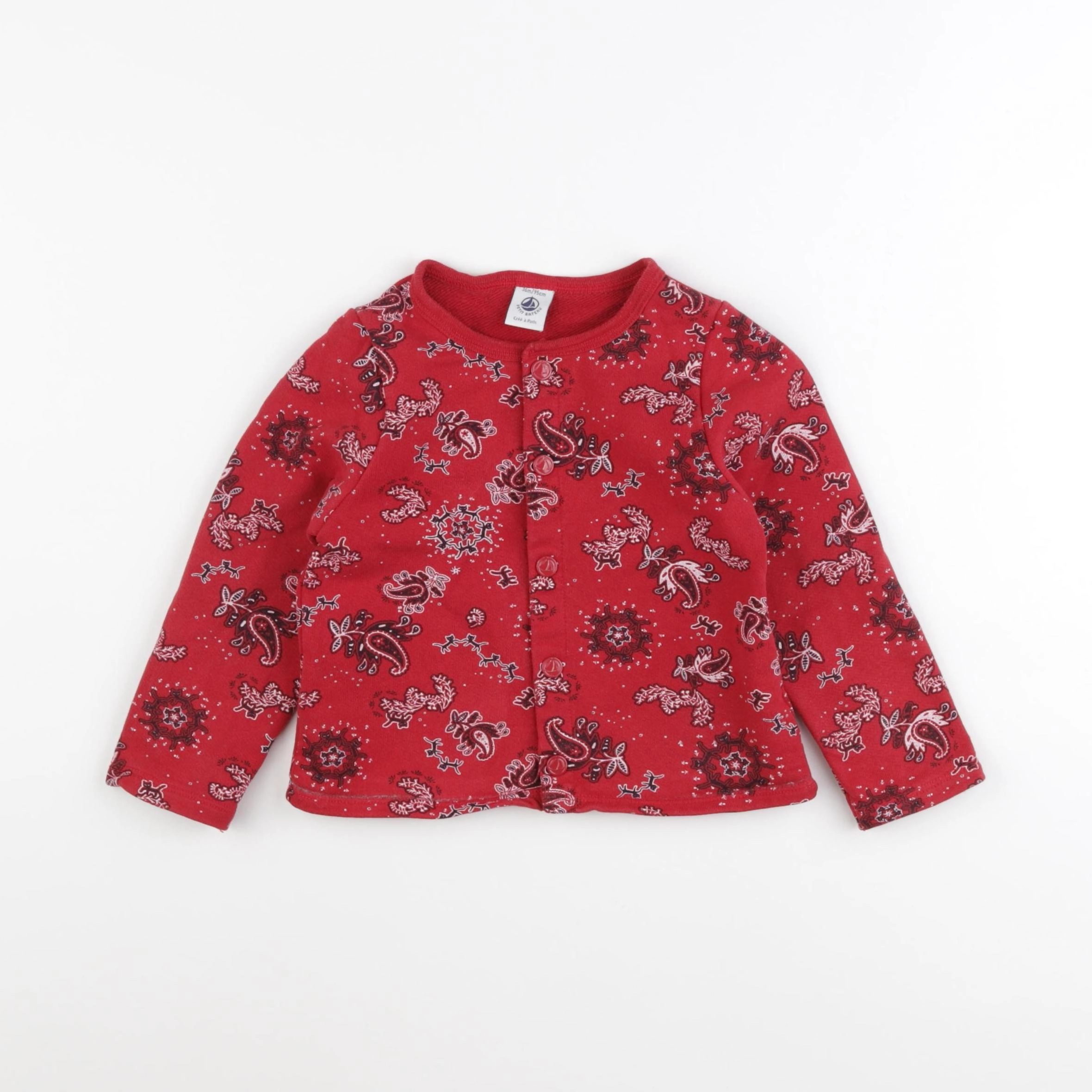 Petit Bateau - sweat rouge - 36 mois