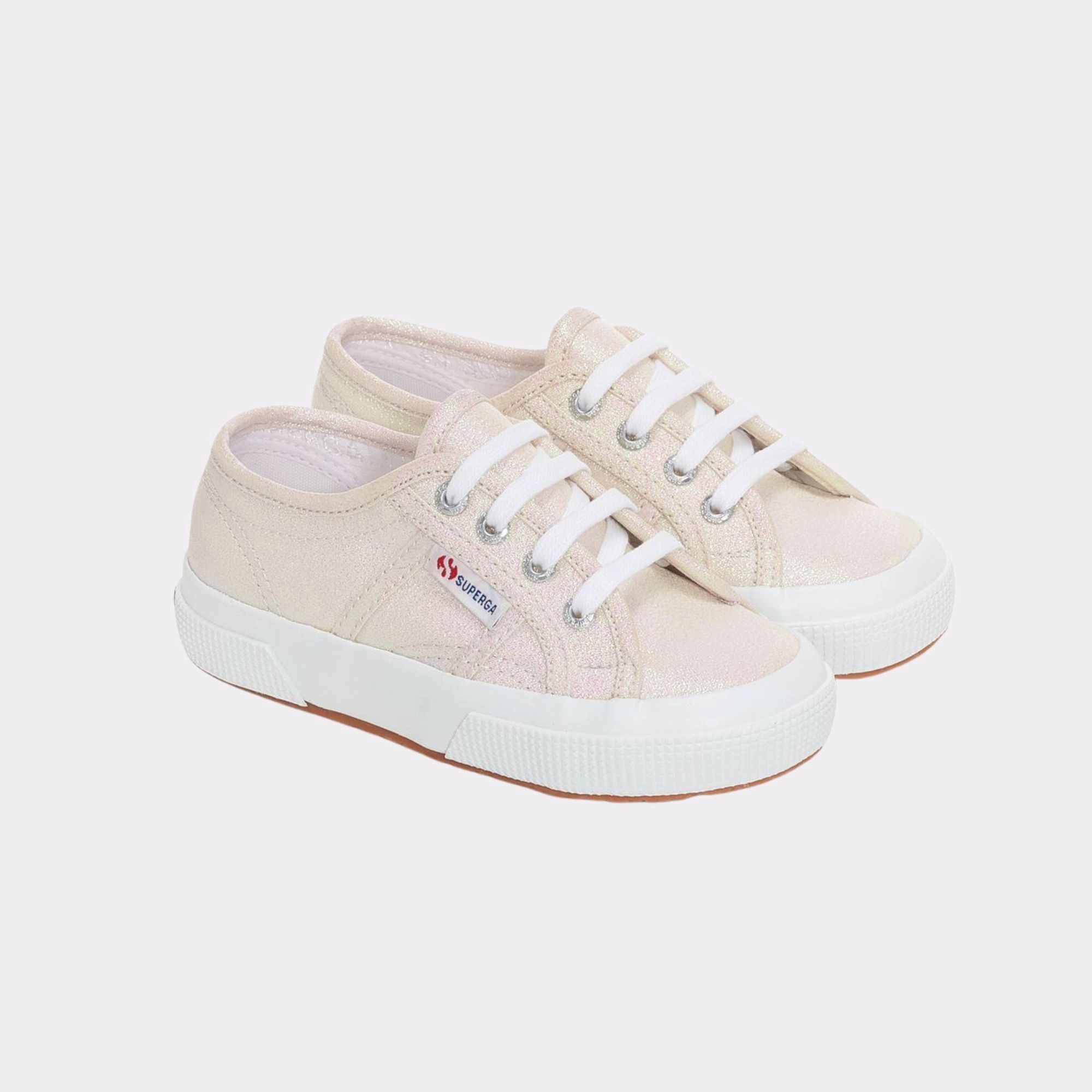 Superga - tennis à lacets beige reflet argent - pointure 33