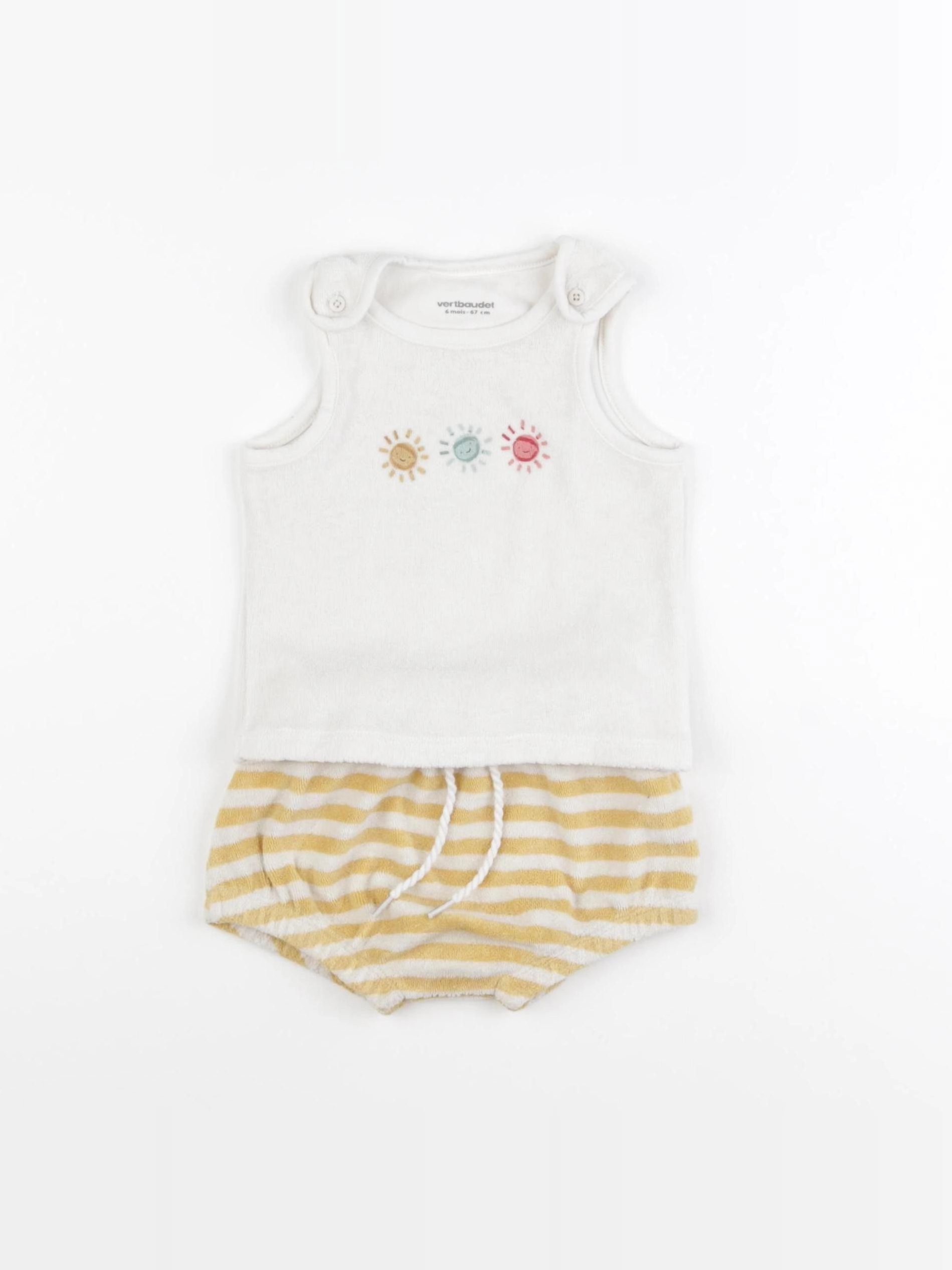 Vertbaudet - ensemble blanc, jaune - 6 mois