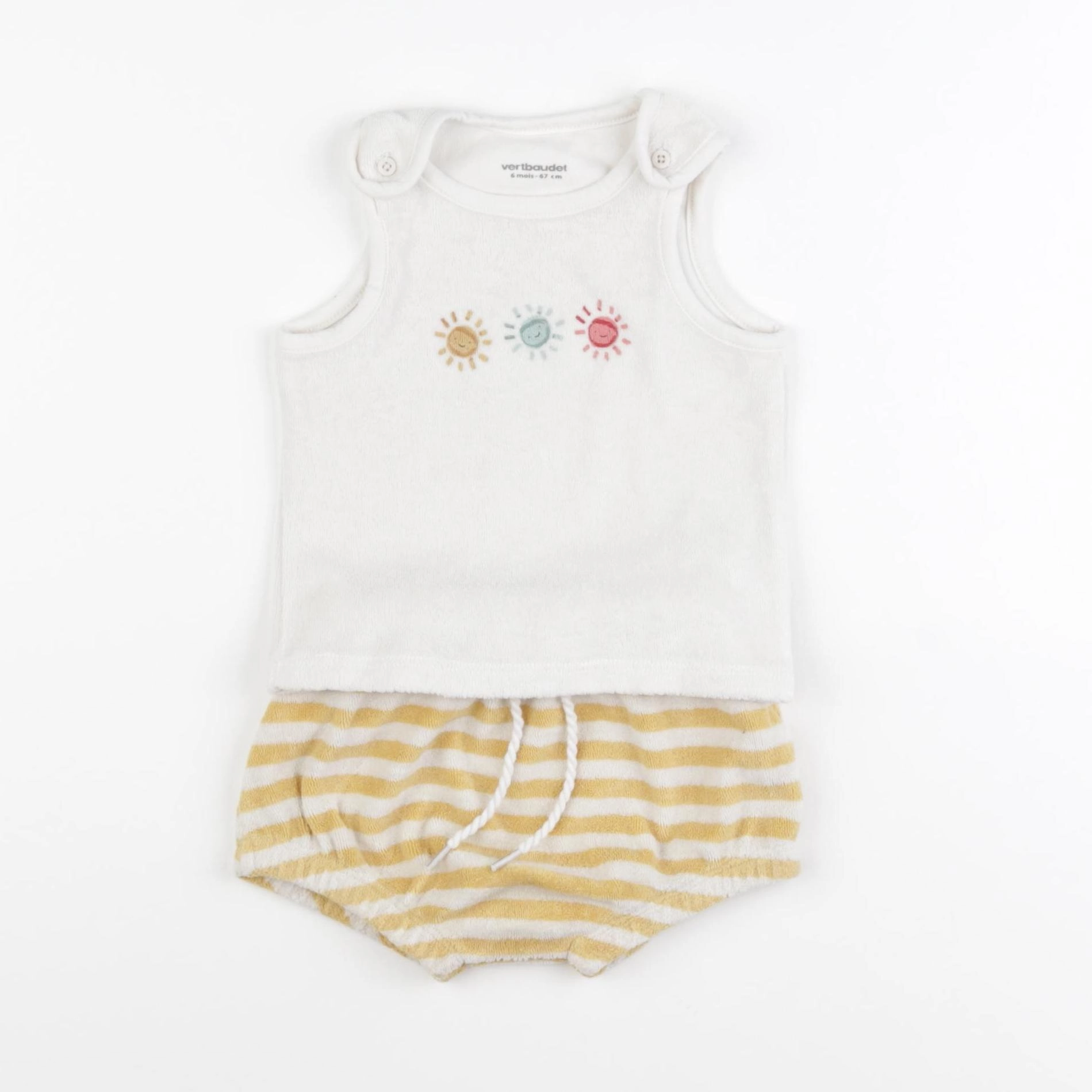 Vertbaudet - ensemble blanc, jaune - 6 mois