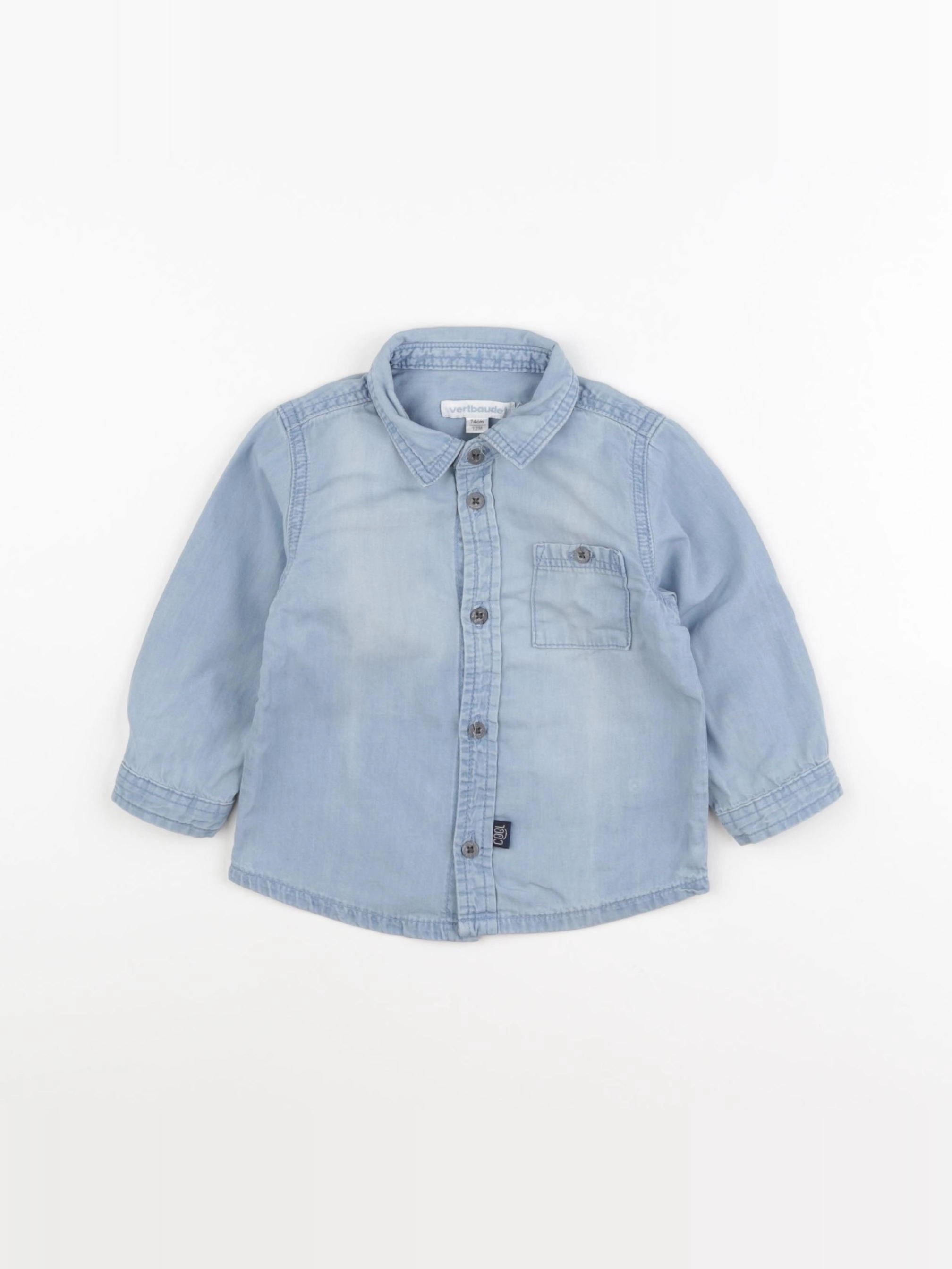 Vertbaudet - chemise bleu - 12 mois