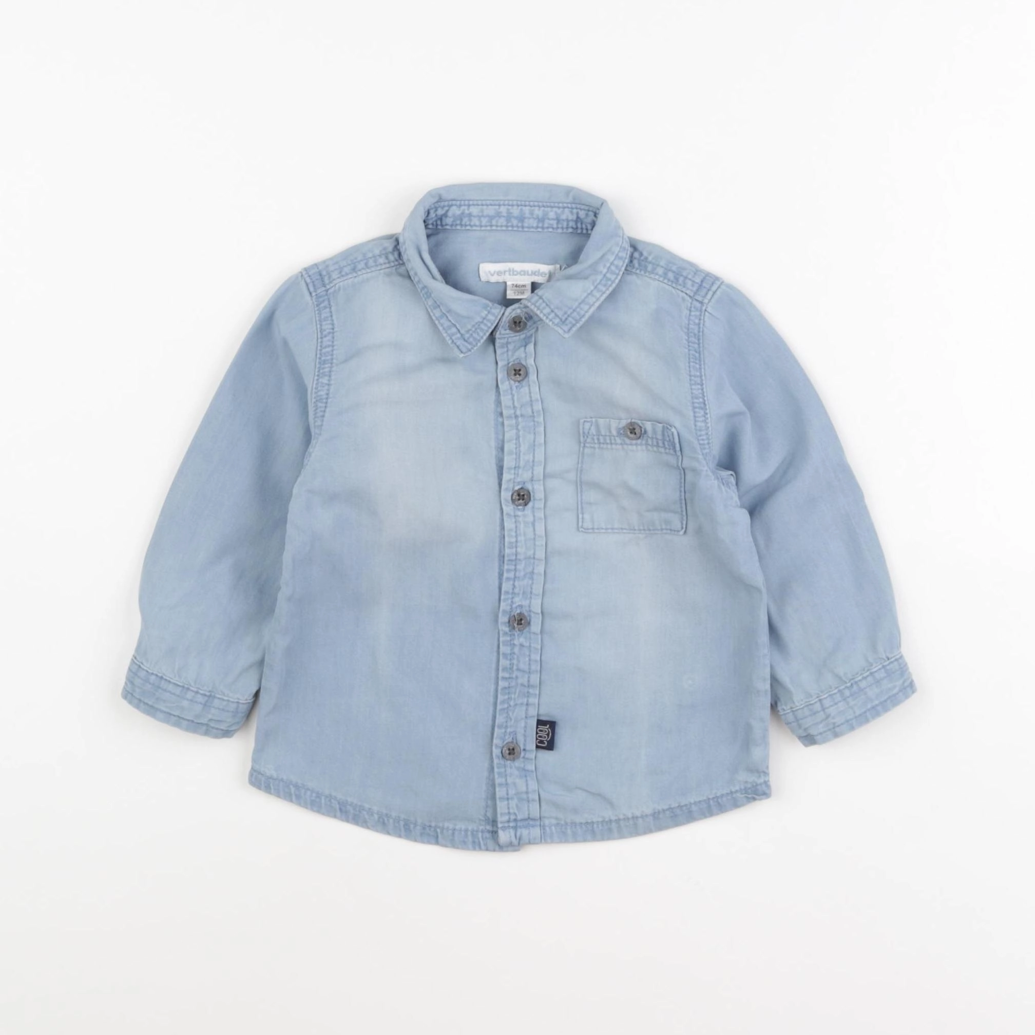 Vertbaudet - chemise bleu - 12 mois