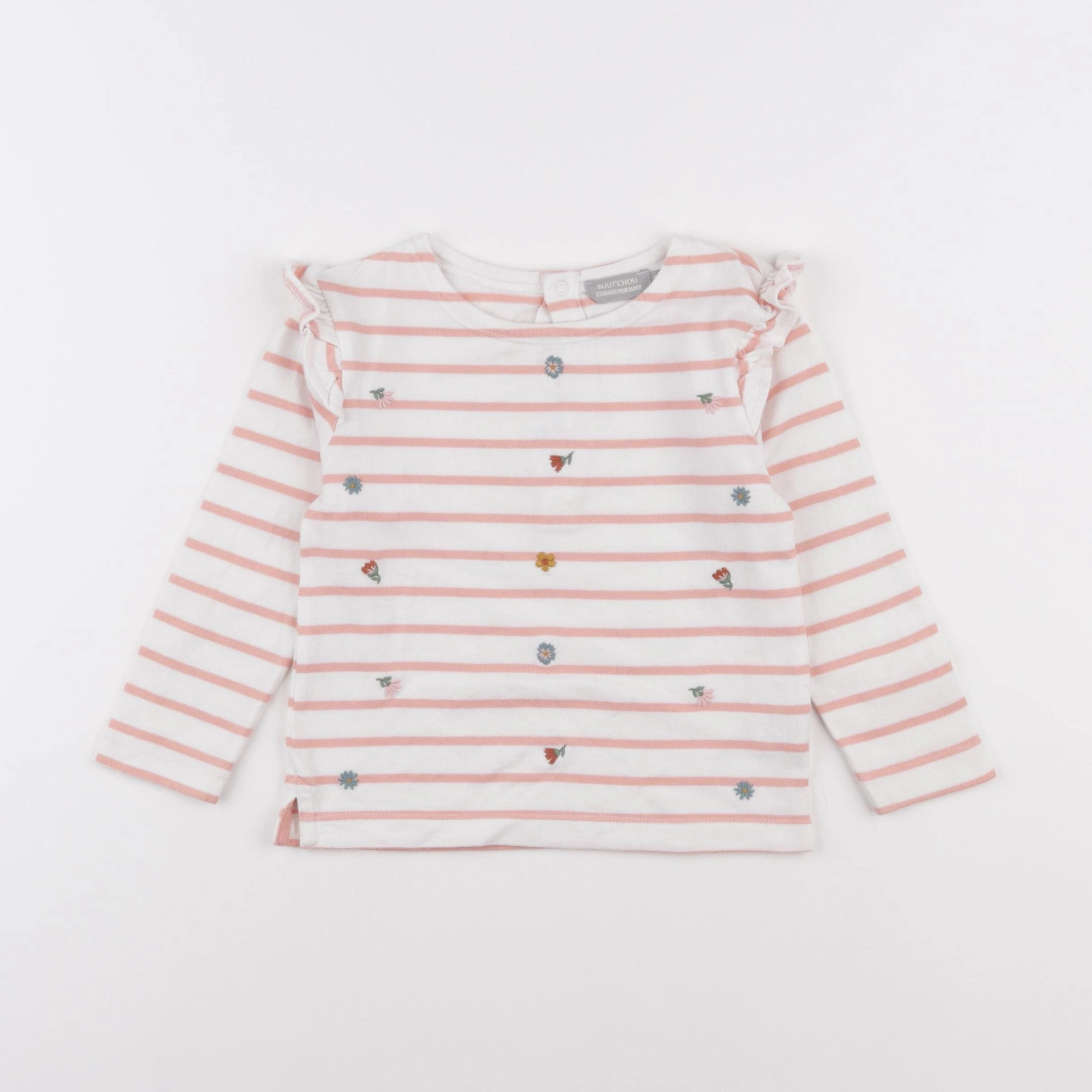 Boutchou - tee-shirt blanc, rose - 24 mois