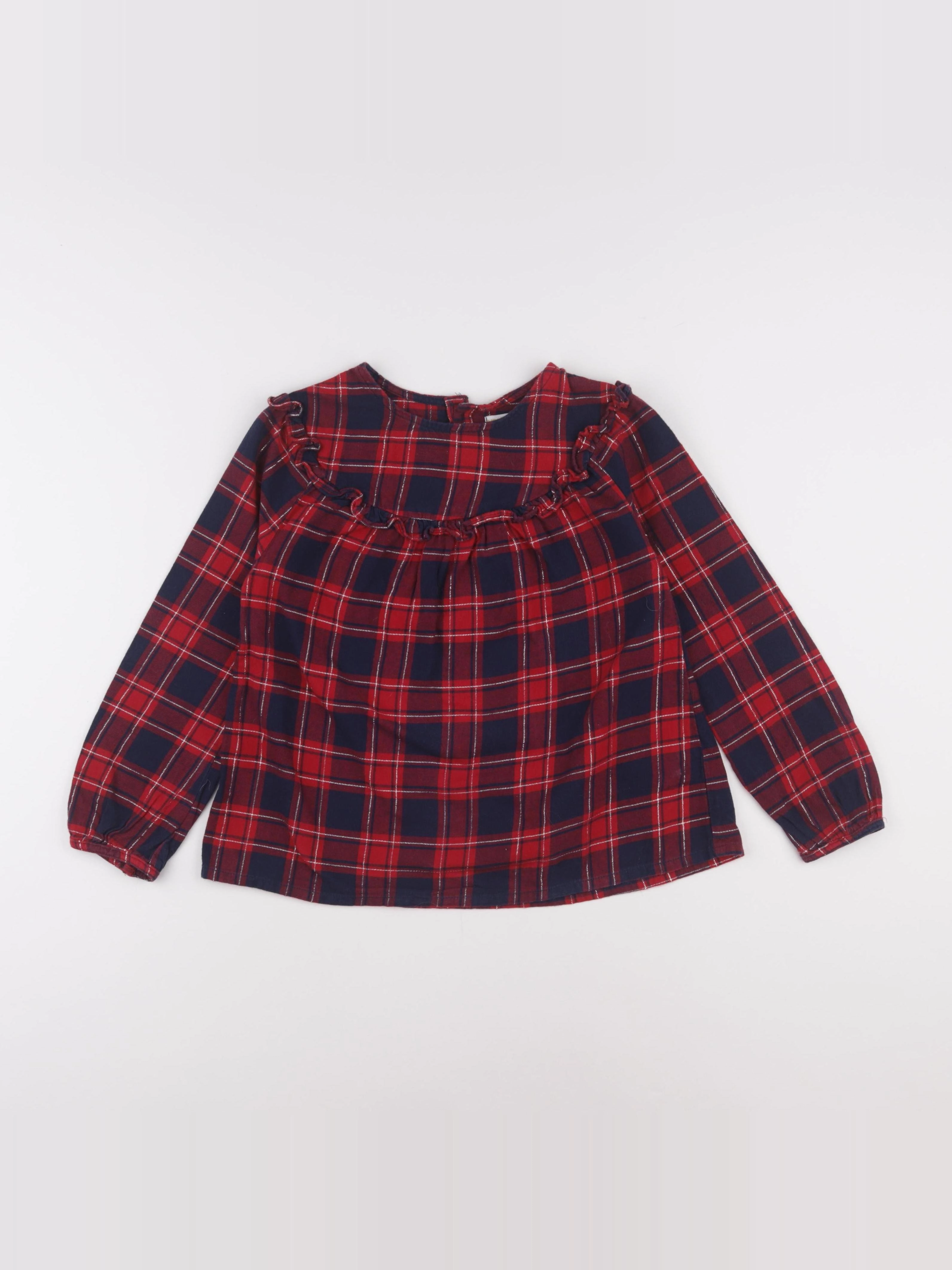Vertbaudet - blouse rouge, bleu - 8 ans