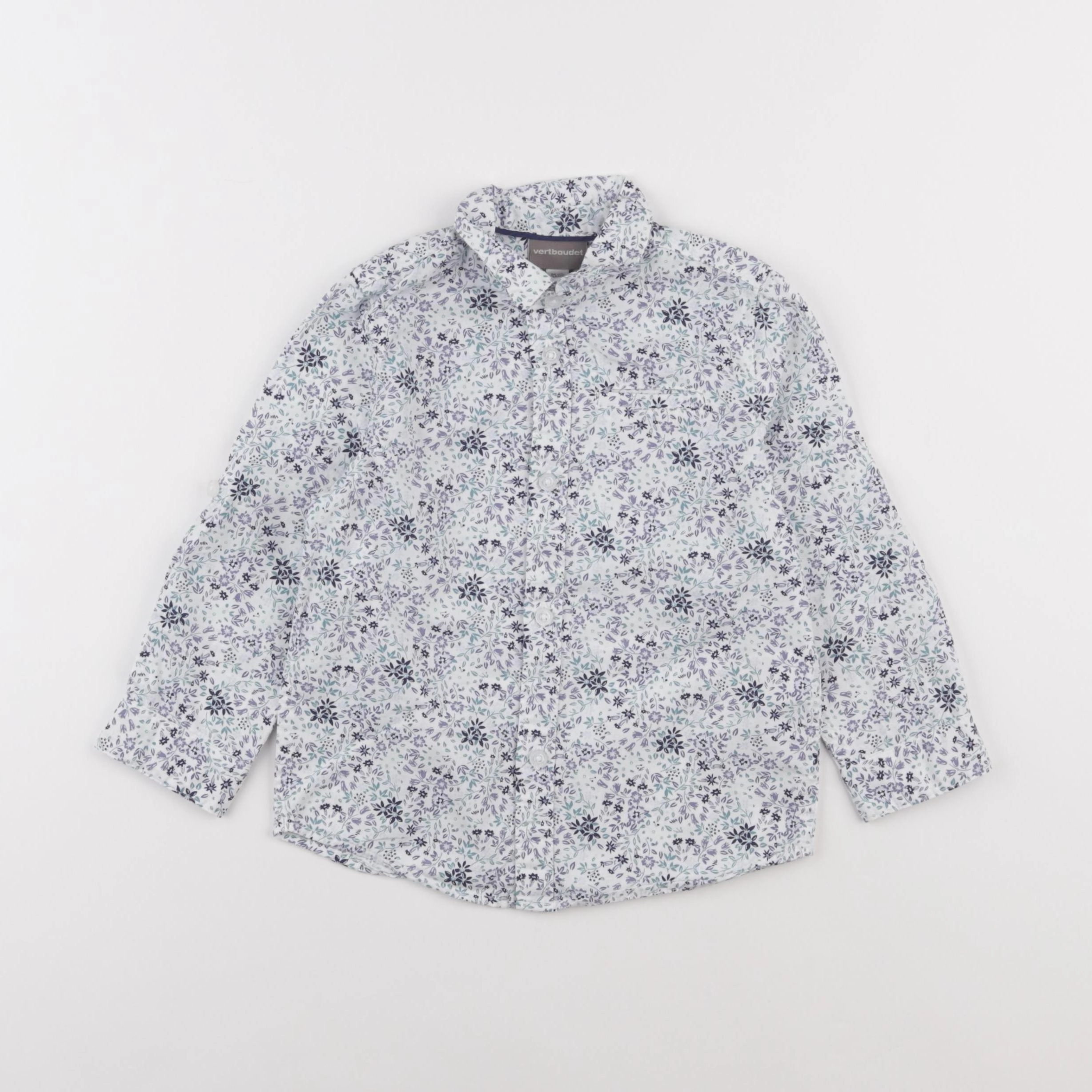 Vertbaudet - chemise blanc, bleu - 3 ans