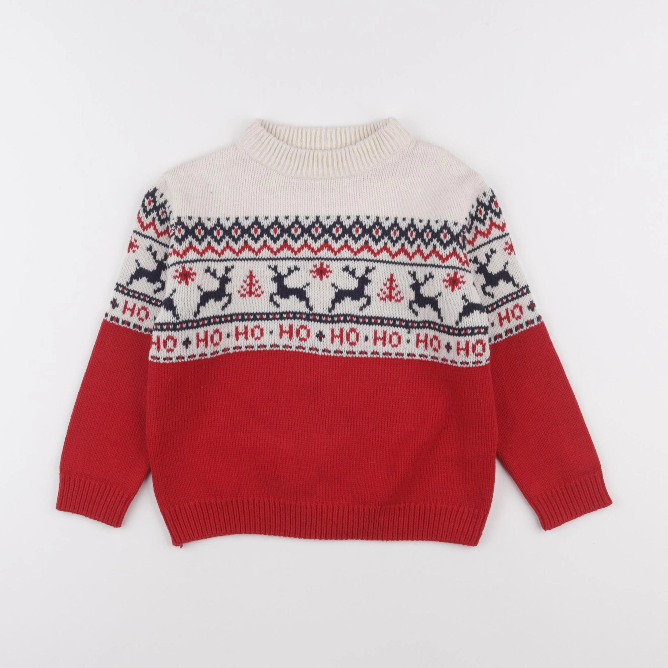 Vertbaudet - pull beige, bleu, rouge - 5 ans