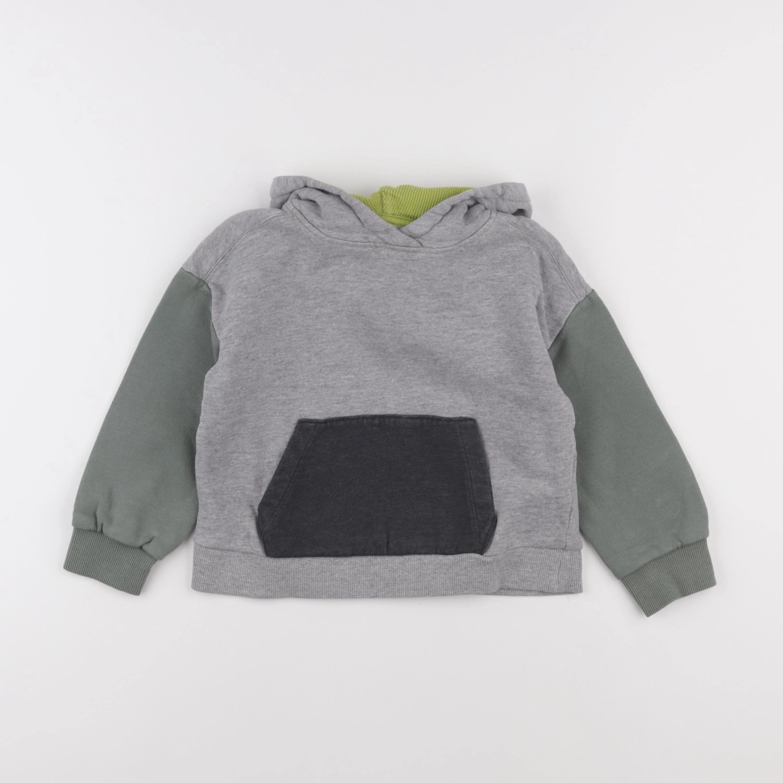 Monoprix - sweat gris, vert - 4 ans