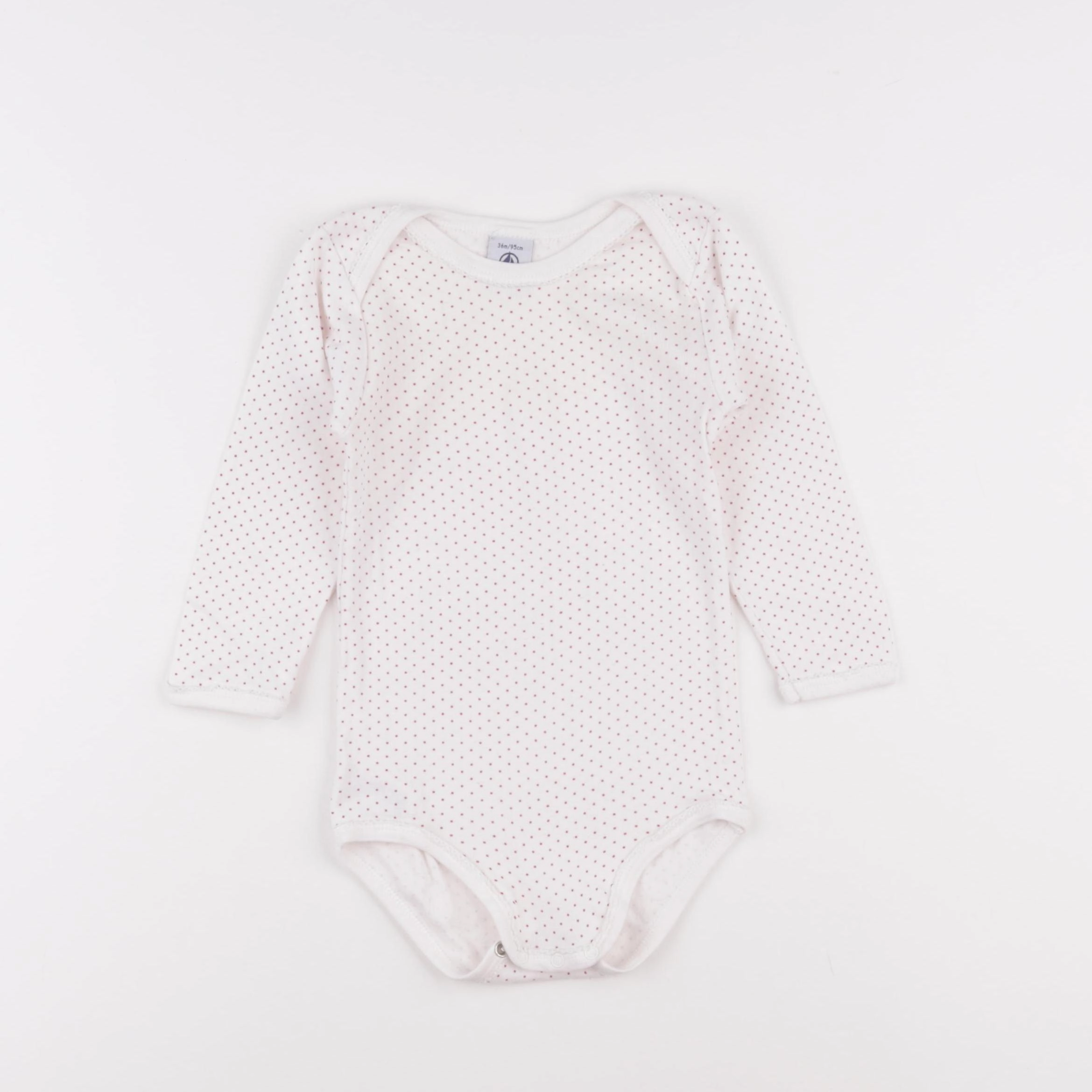 Petit Bateau - body blanc, rose - 36 mois