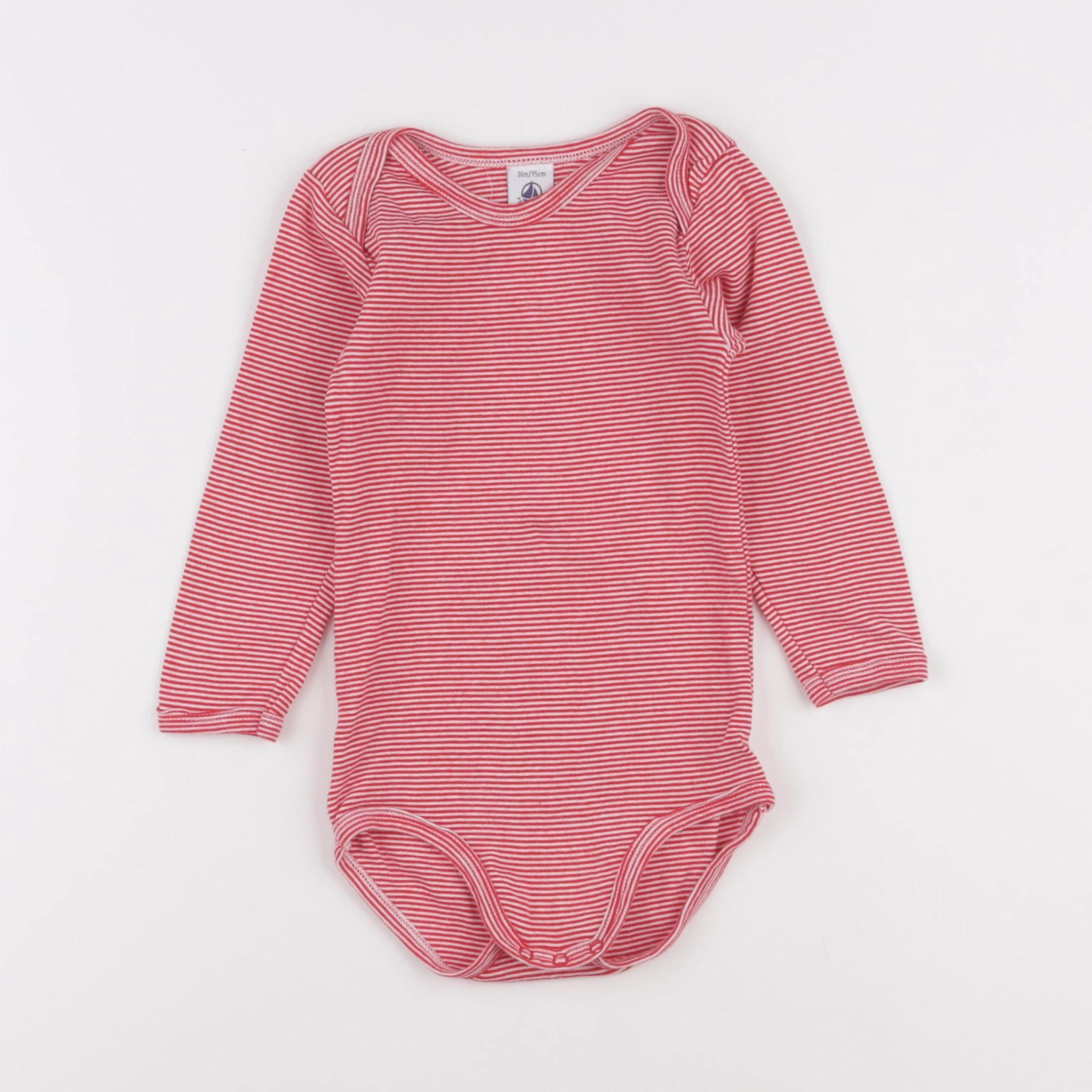 Petit Bateau - body blanc, rouge - 36 mois