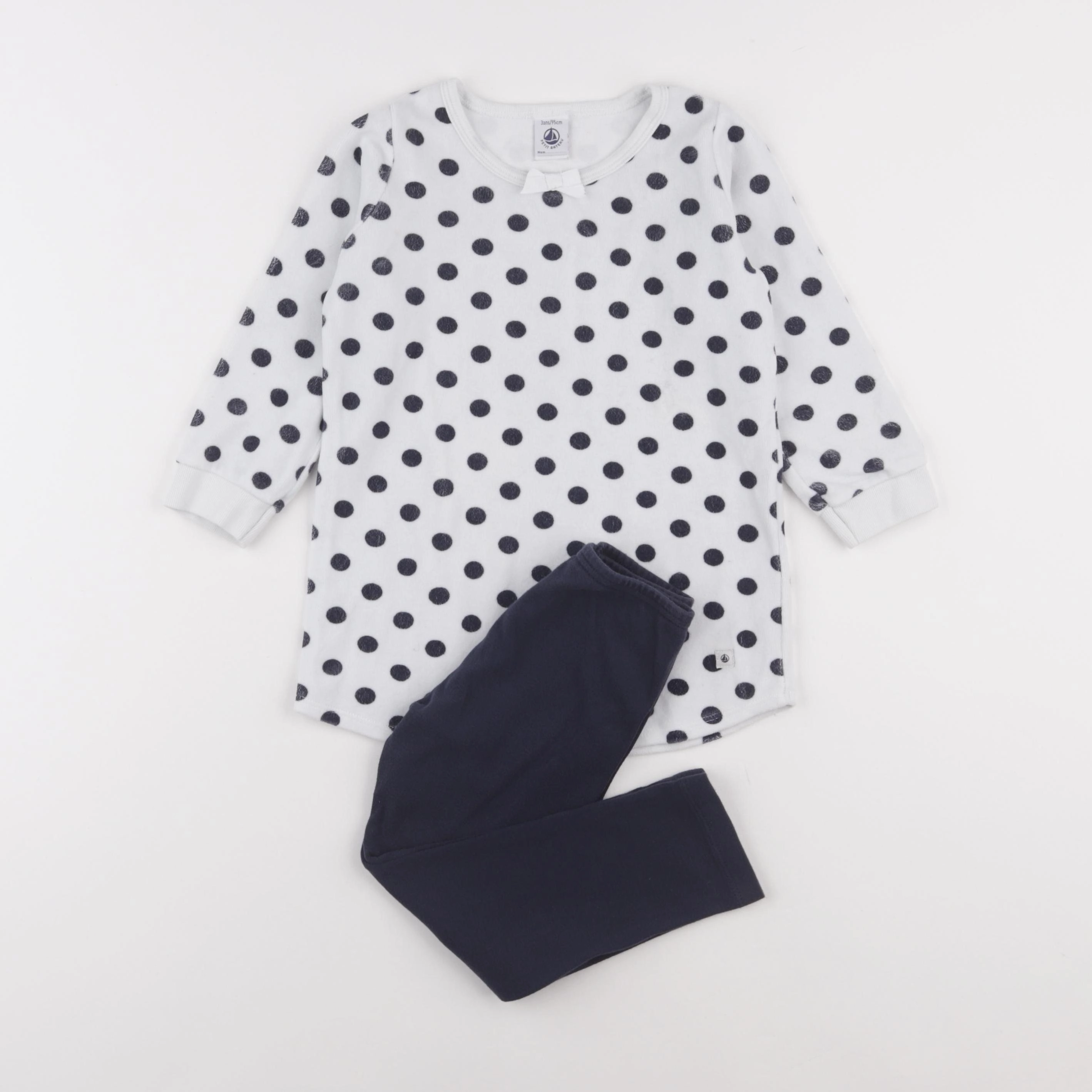 Petit Bateau - pyjama coton blanc, bleu - 3 ans