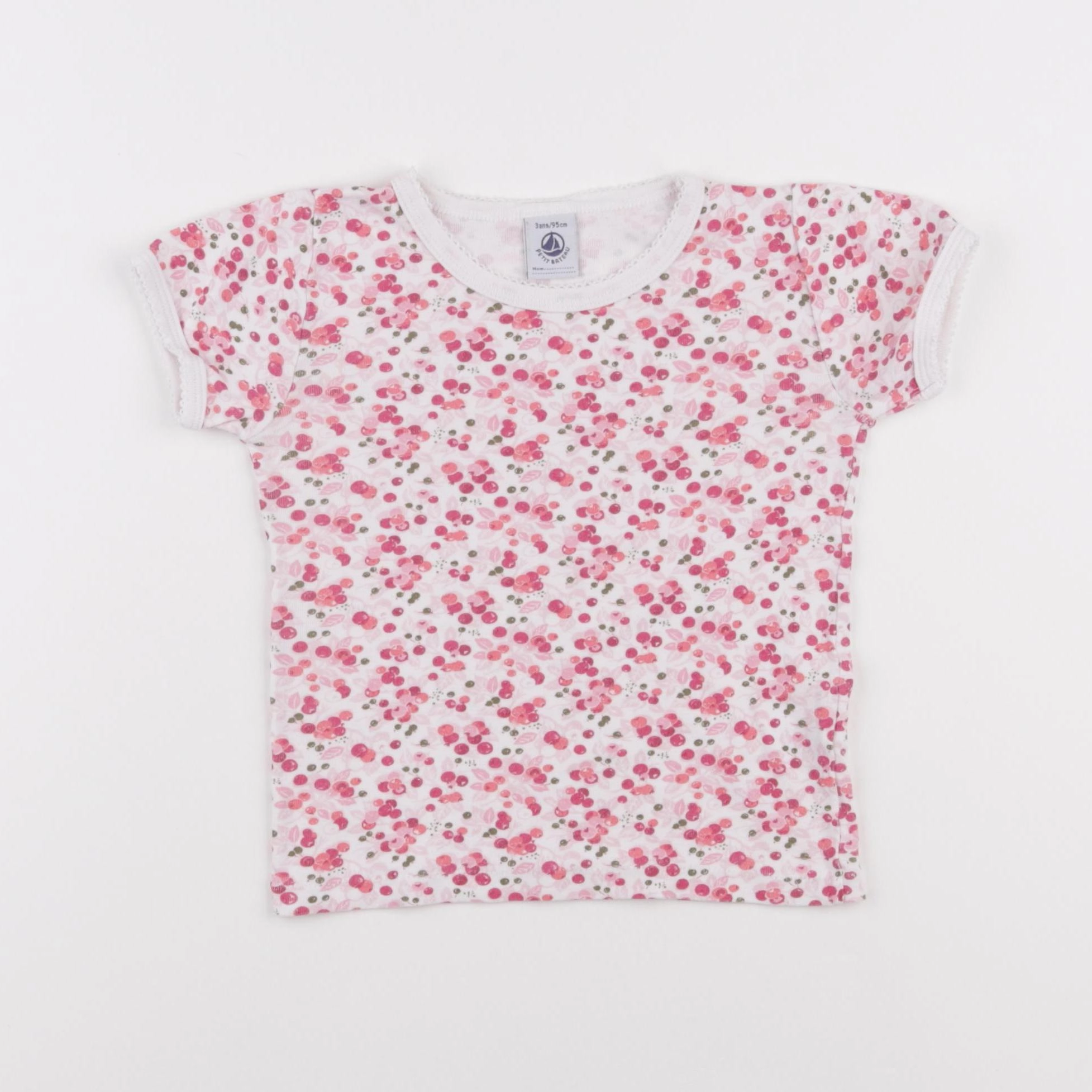 Petit Bateau - maillot de corps rose, blanc - 3 ans