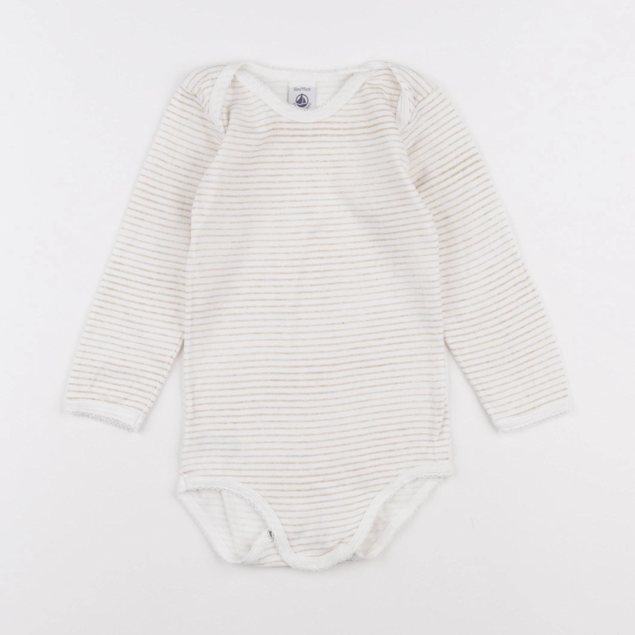 Petit Bateau - body blanc, or - 36 mois