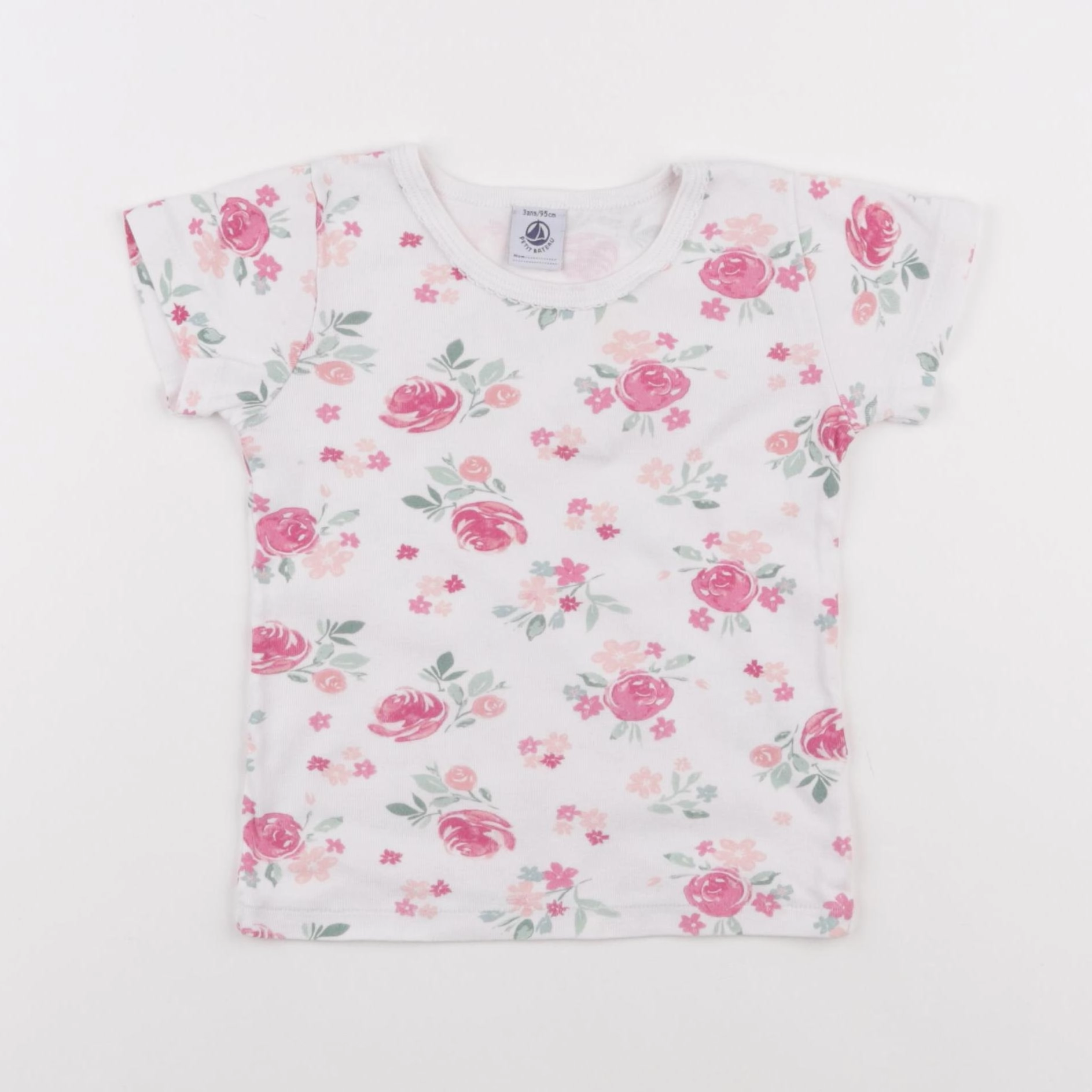Petit Bateau - maillot de corps blanc, rose - 3 ans