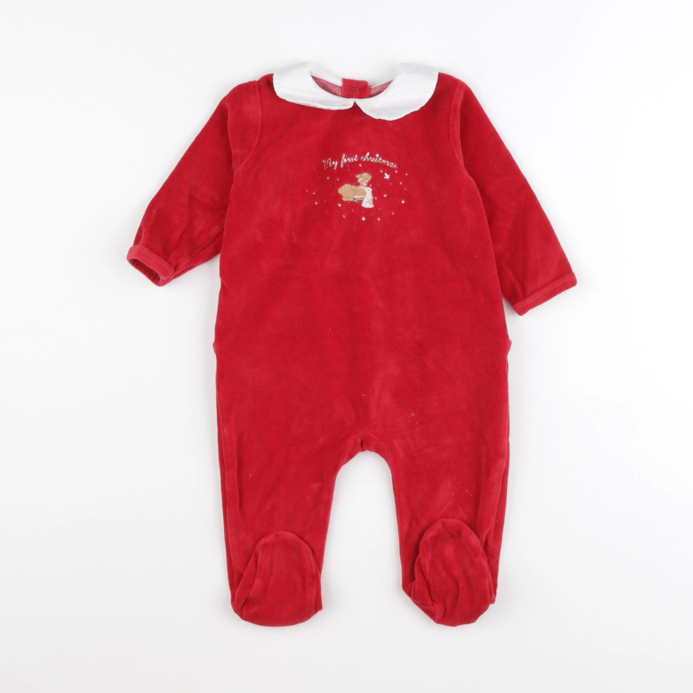 Vertbaudet - pyjama velours rouge - 6 mois
