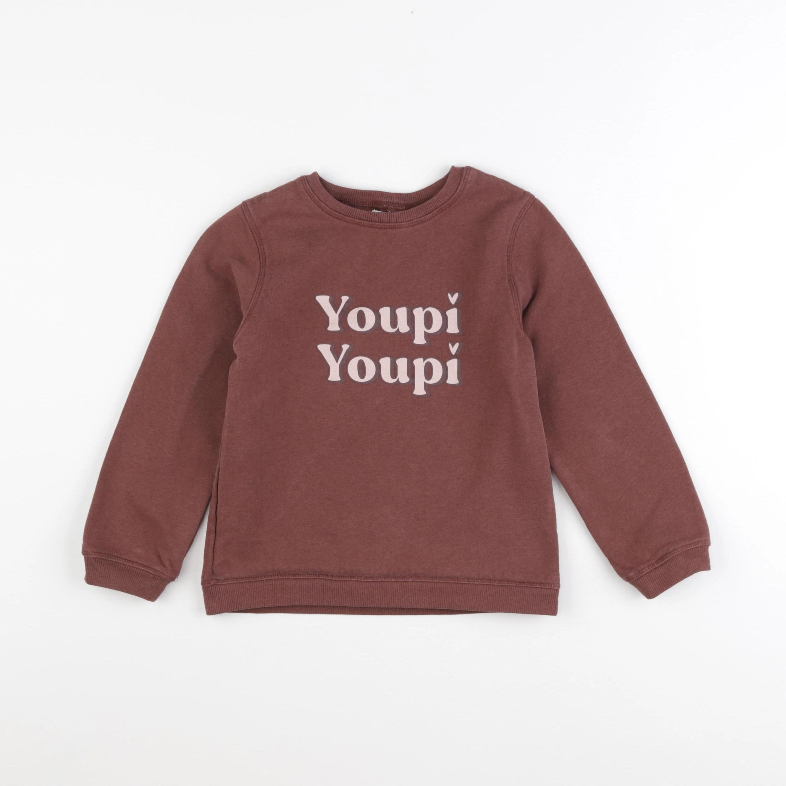 Vertbaudet - sweat marron - 6 ans