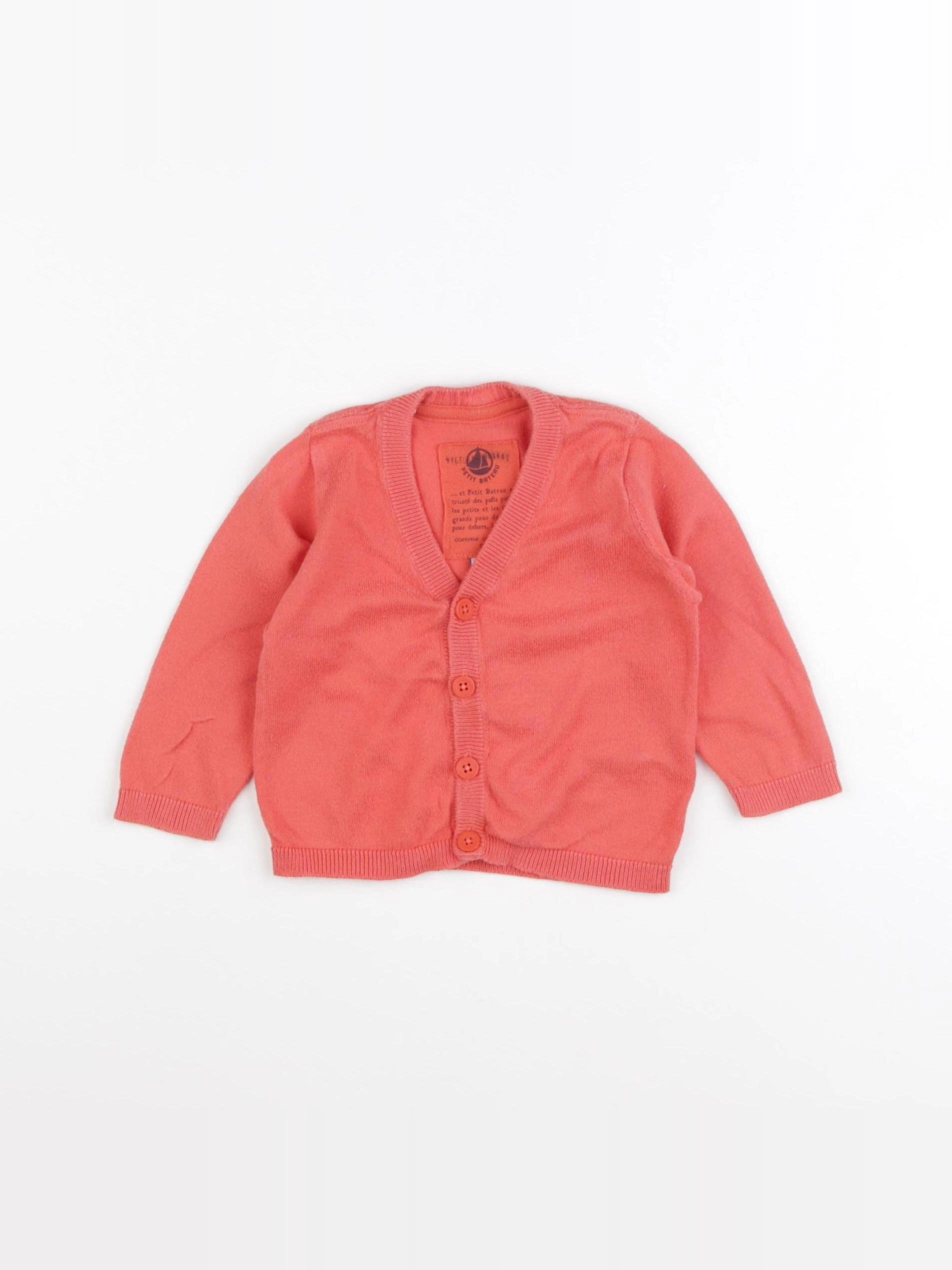 Petit Bateau - gilet orange - 12 mois