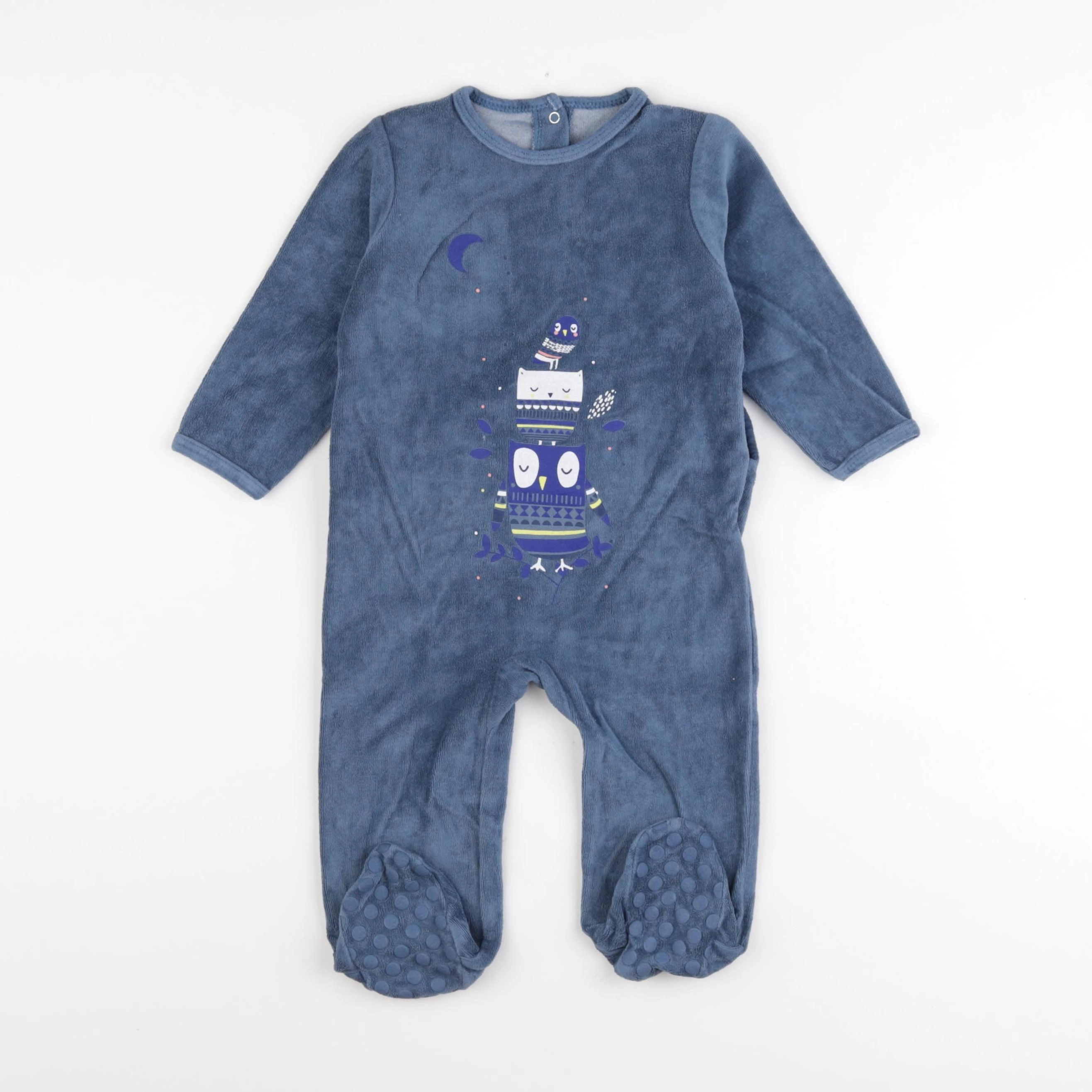 Vertbaudet - pyjama velours bleu - 9 mois