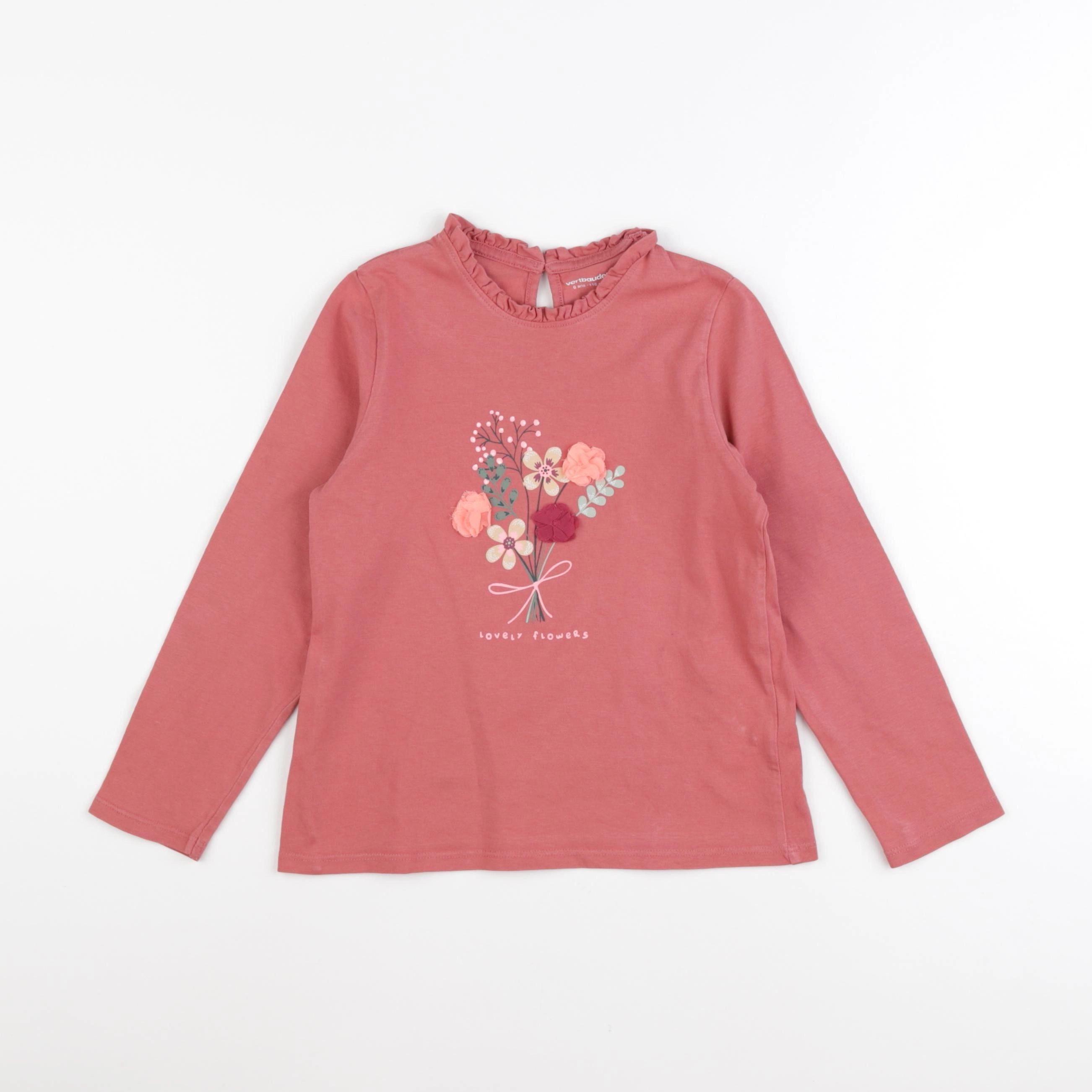 Vertbaudet - tee-shirt rose - 6 ans