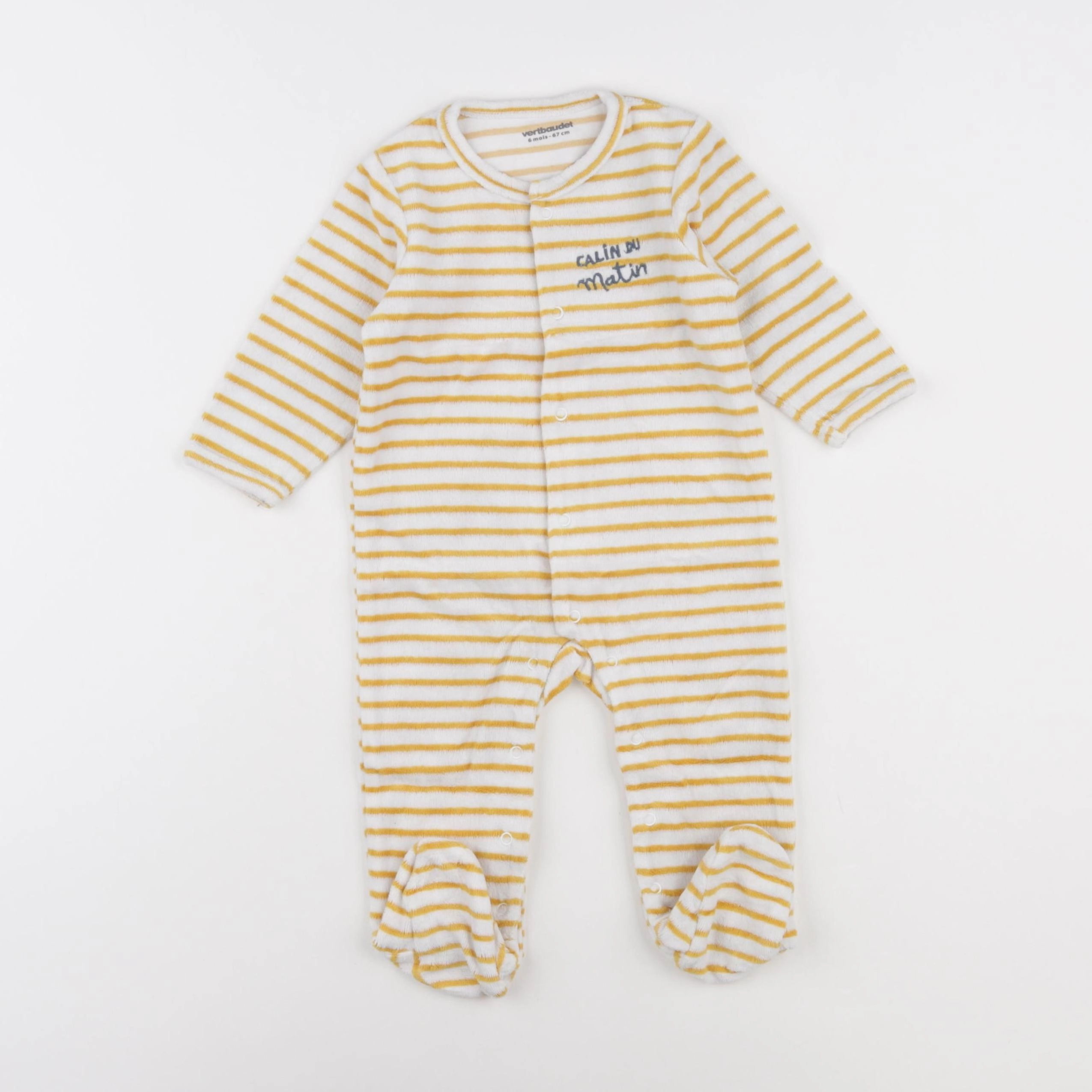 Vertbaudet - pyjama velours jaune - 6 mois