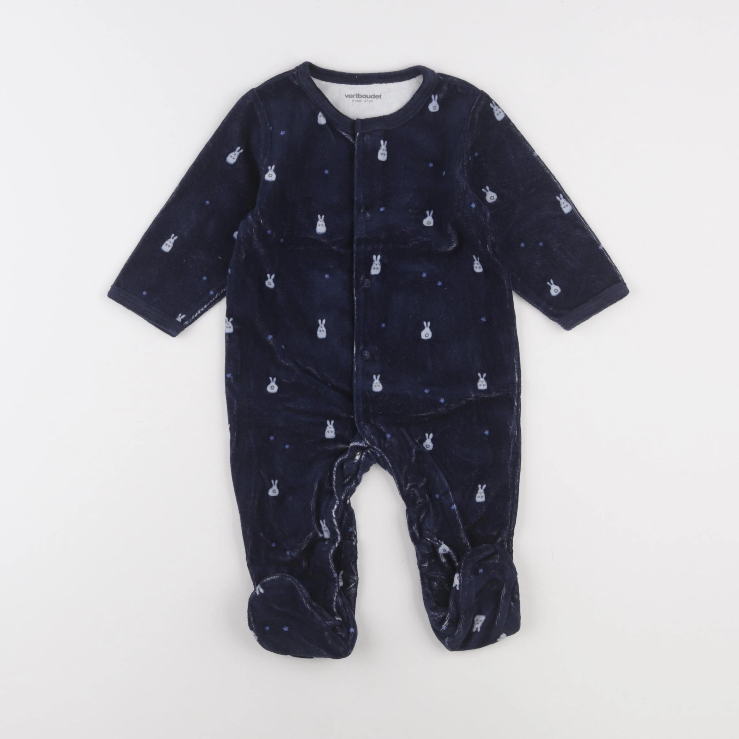 Vertbaudet - pyjama velours bleu - 6 mois