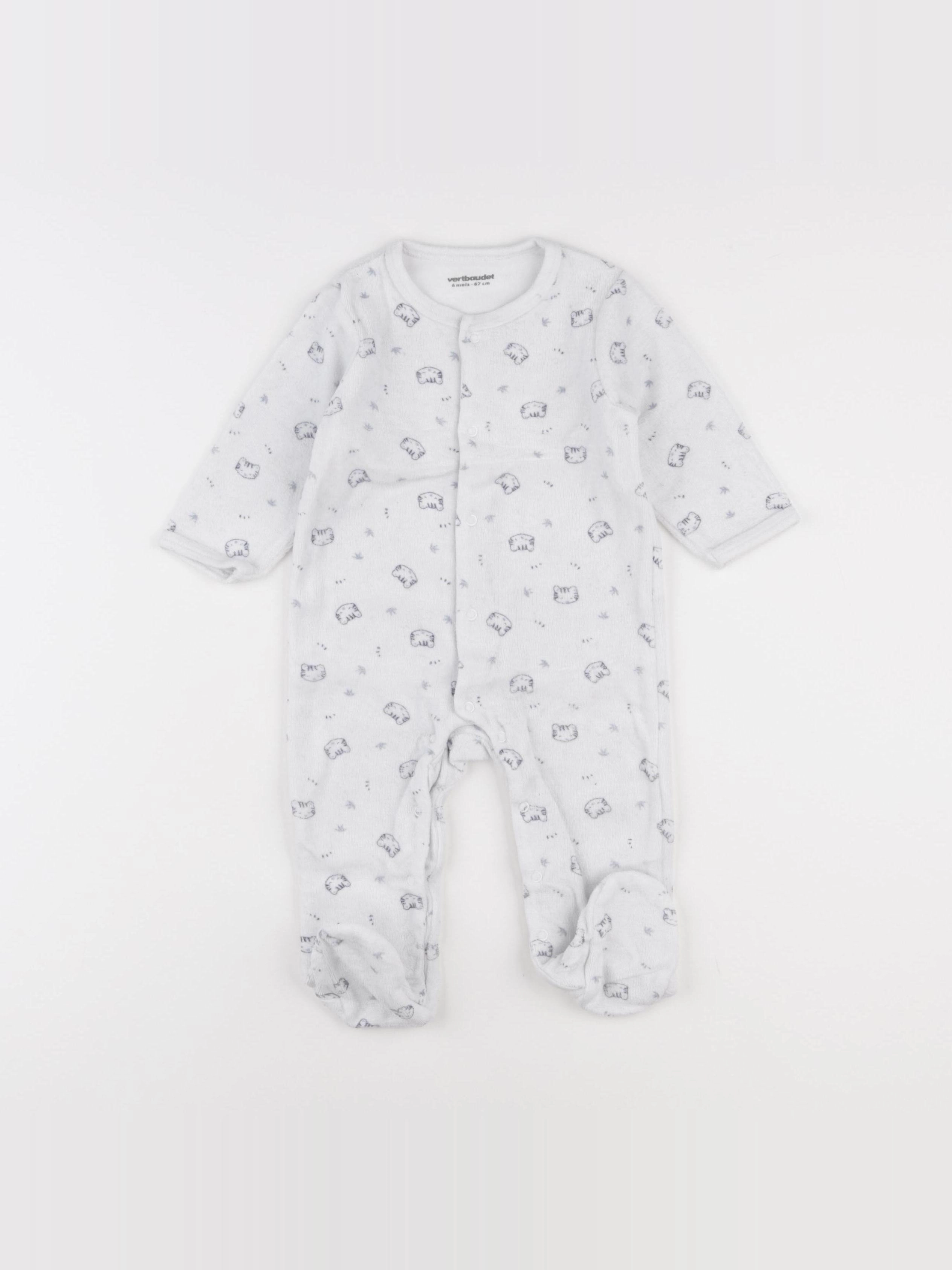 Vertbaudet - pyjama velours blanc - 6 mois