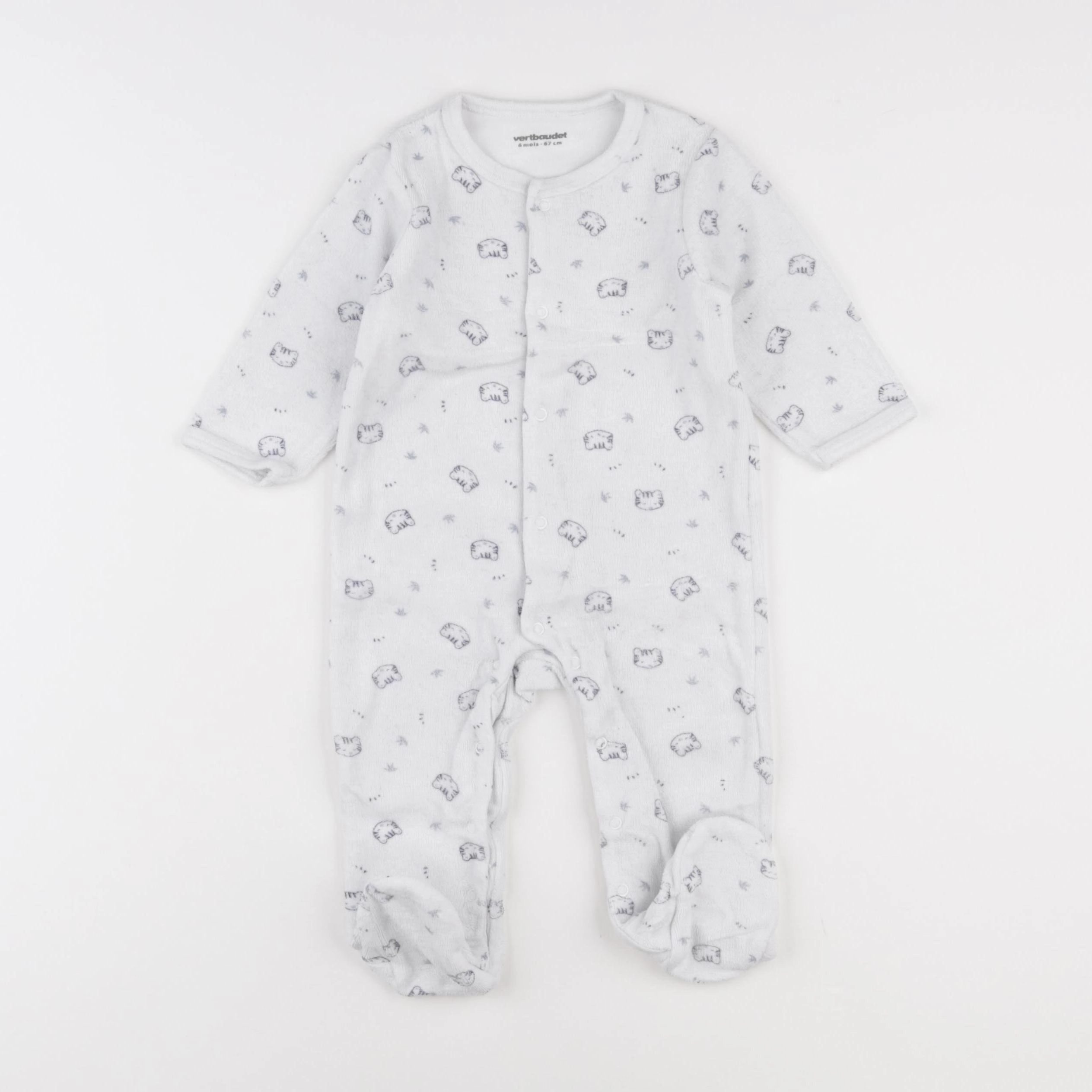 Vertbaudet - pyjama velours blanc - 6 mois
