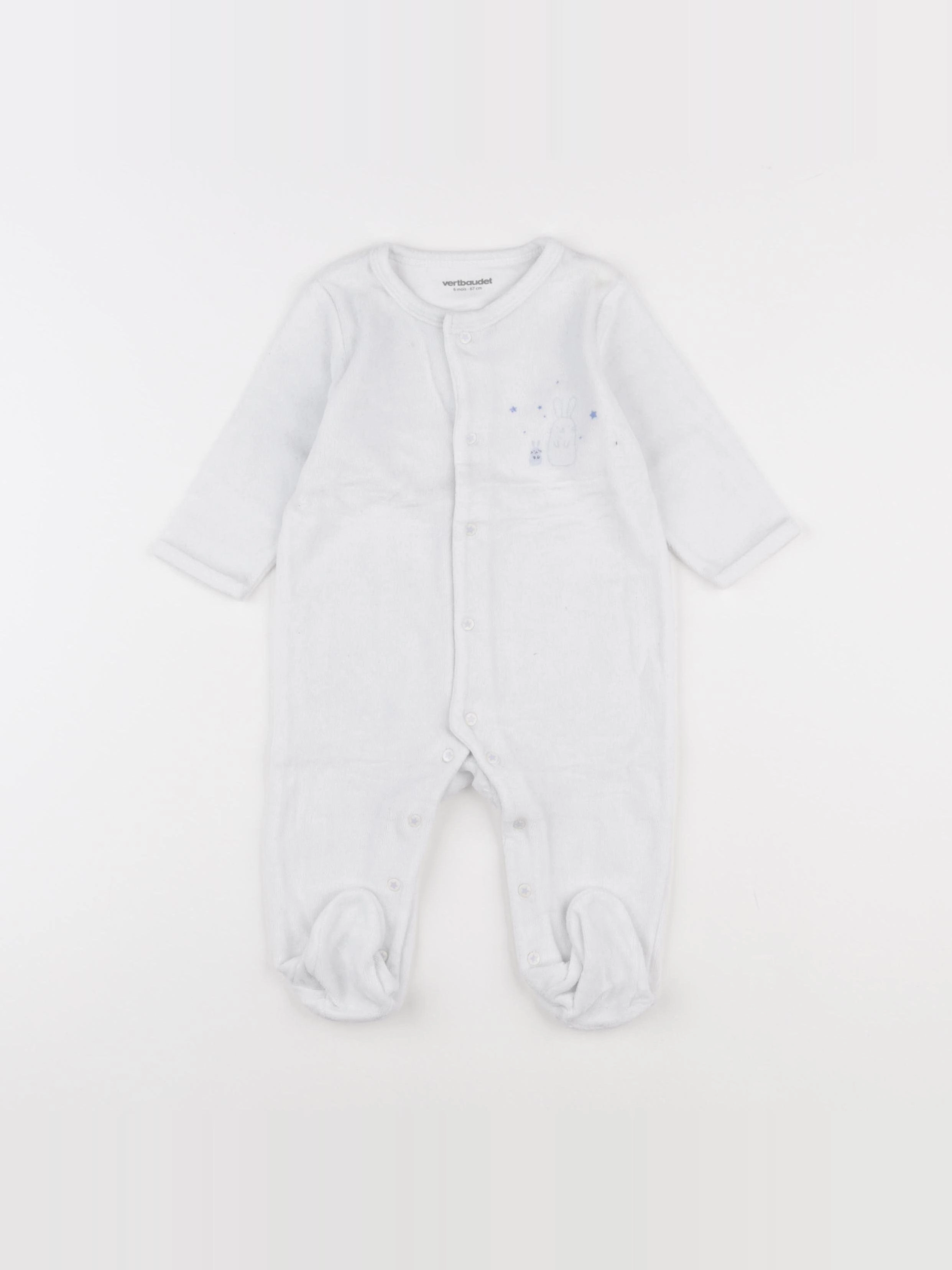 Vertbaudet - pyjama velours blanc - 6 mois