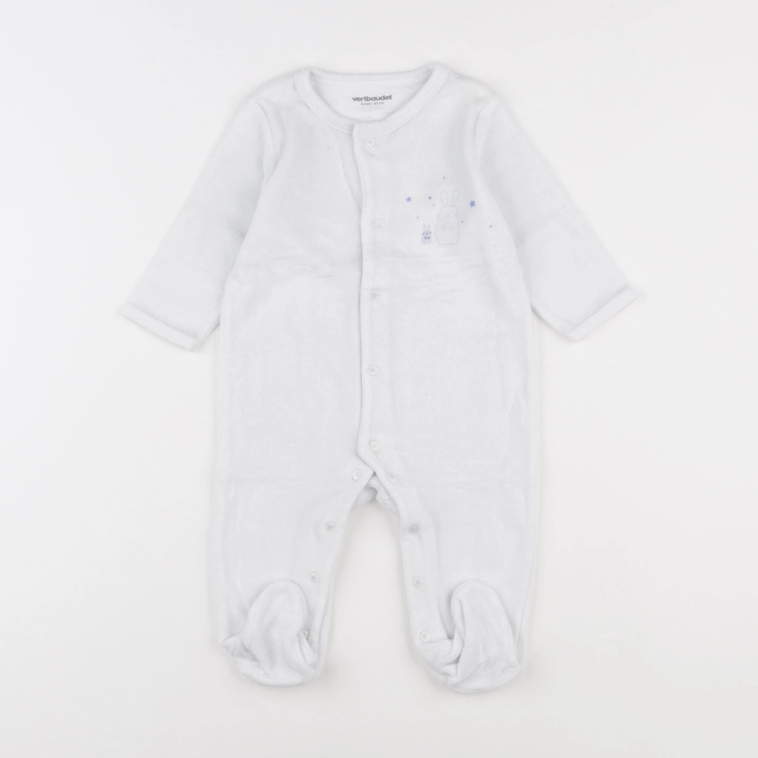 Vertbaudet - pyjama velours blanc - 6 mois