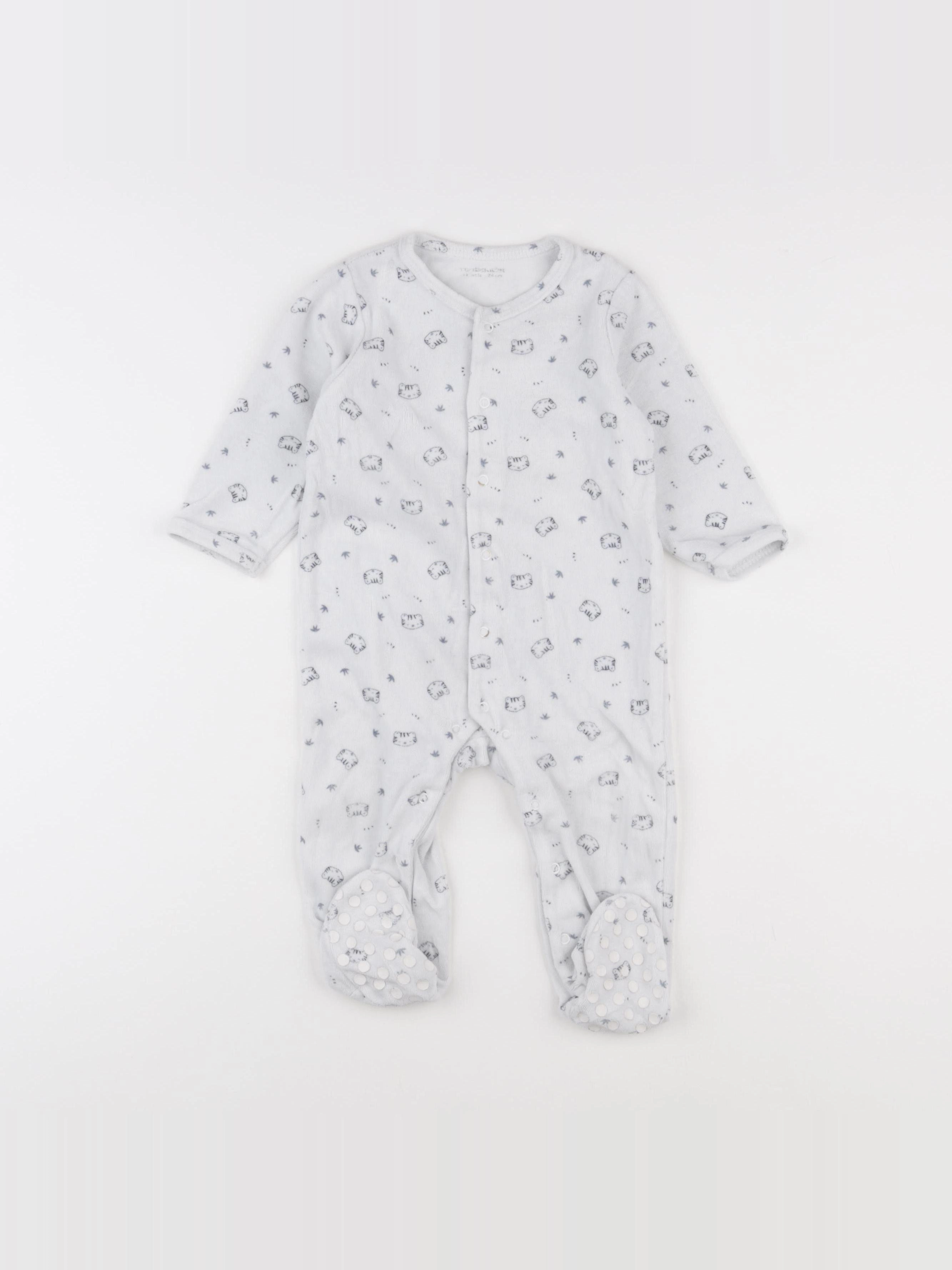 Vertbaudet - pyjama velours blanc - 12 mois