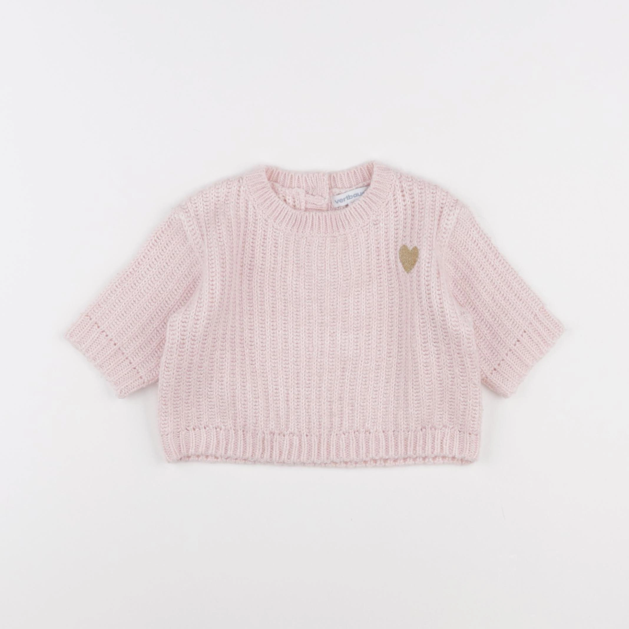 Vertbaudet - pull rose - 6 mois