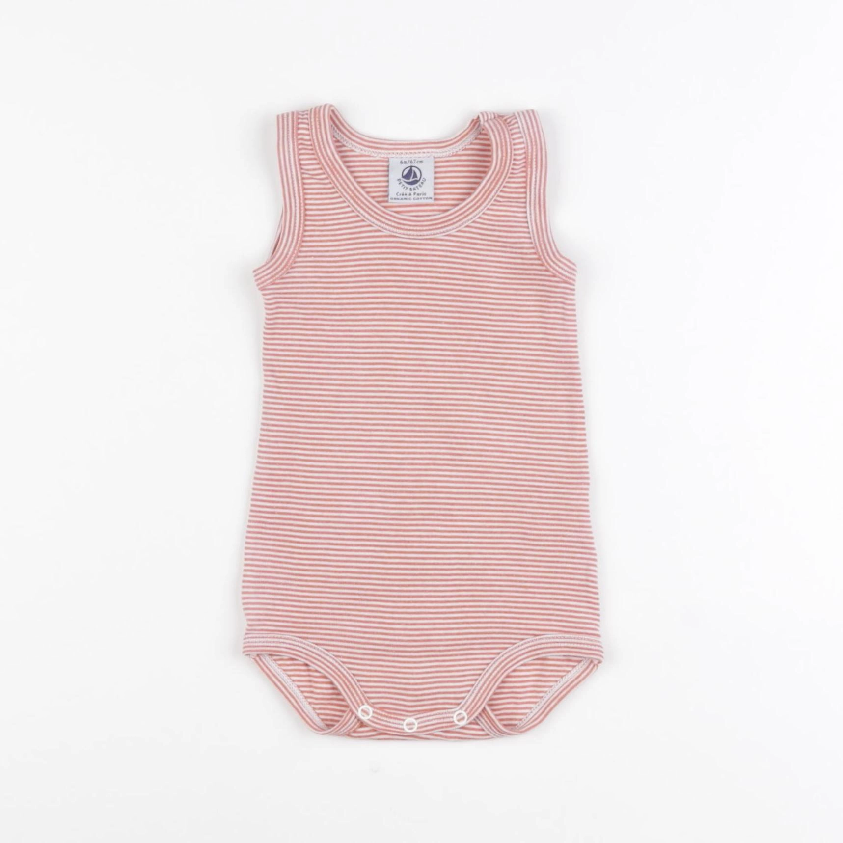 Petit Bateau - body orange - 6 mois