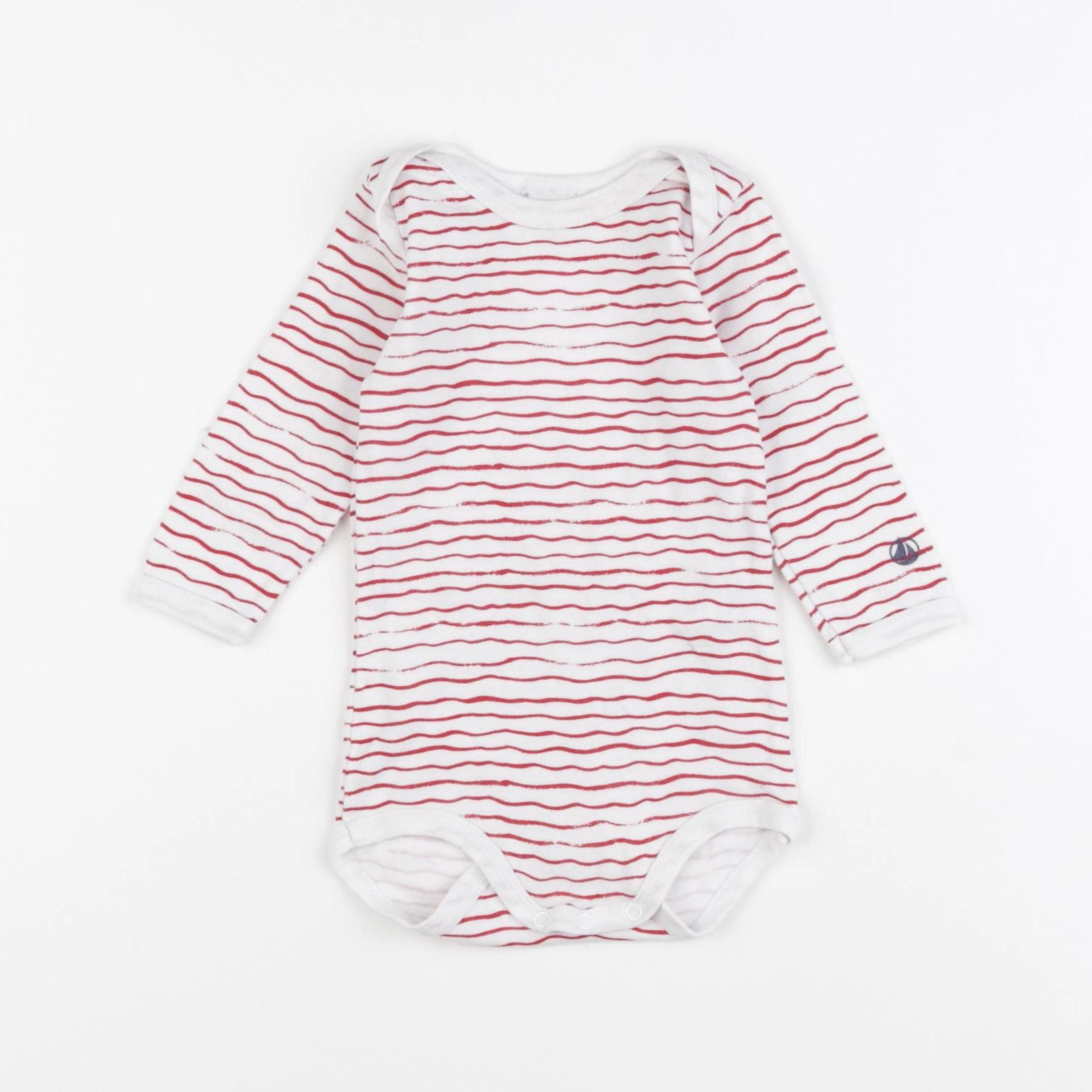 Petit Bateau - body blanc, rouge - 6 mois