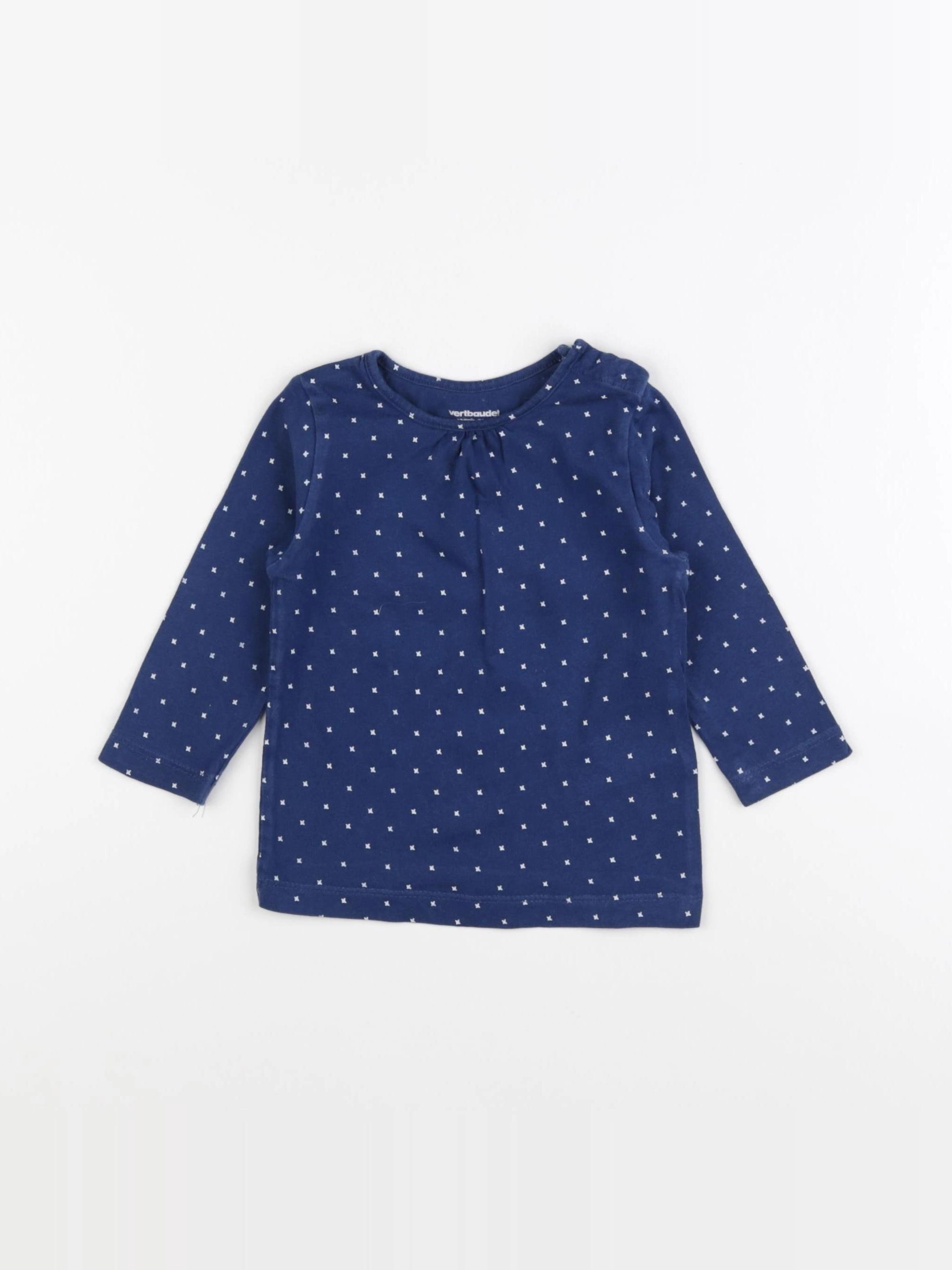 Vertbaudet - tee-shirt bleu, blanc - 12 mois