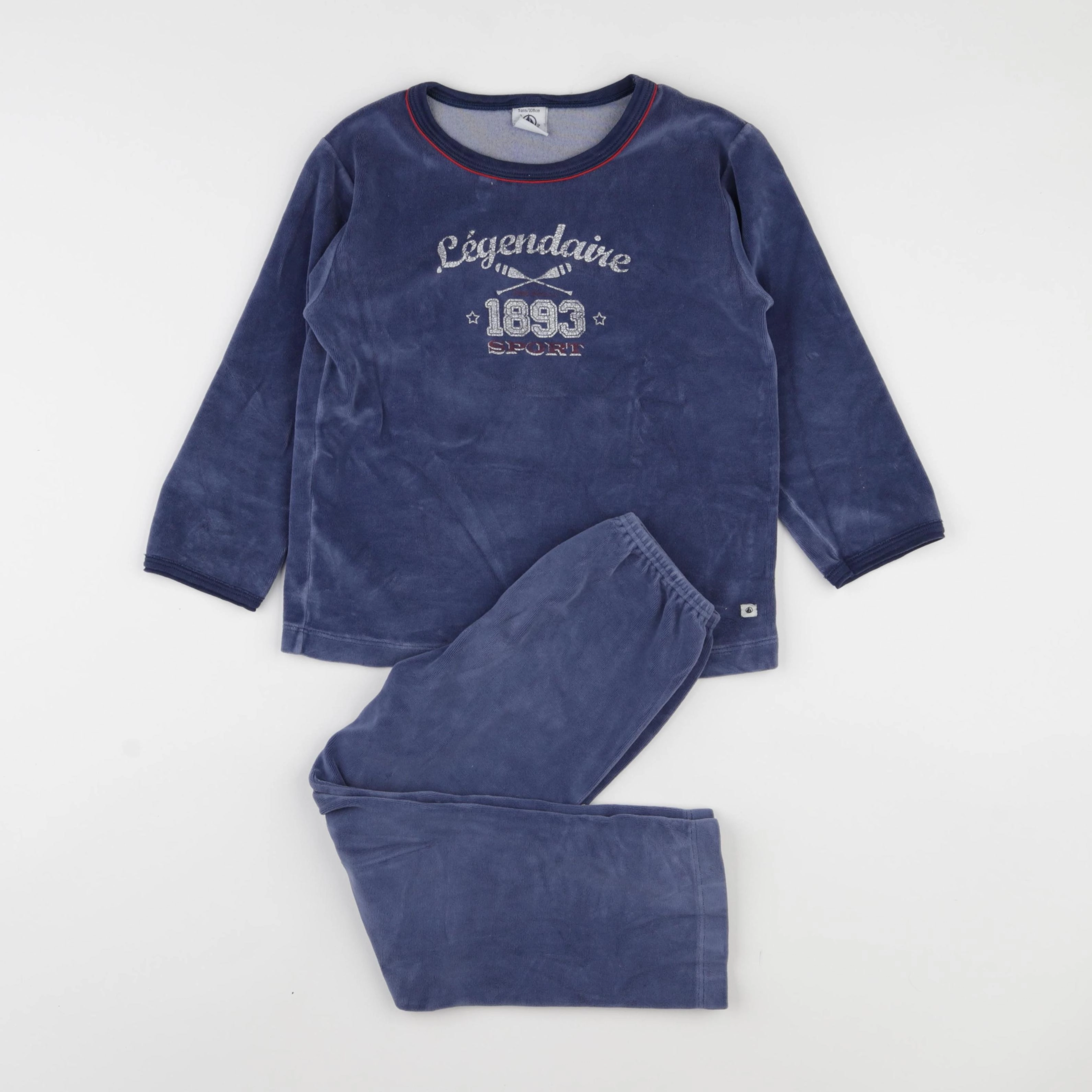 Petit Bateau - pyjama velours bleu - 5 ans