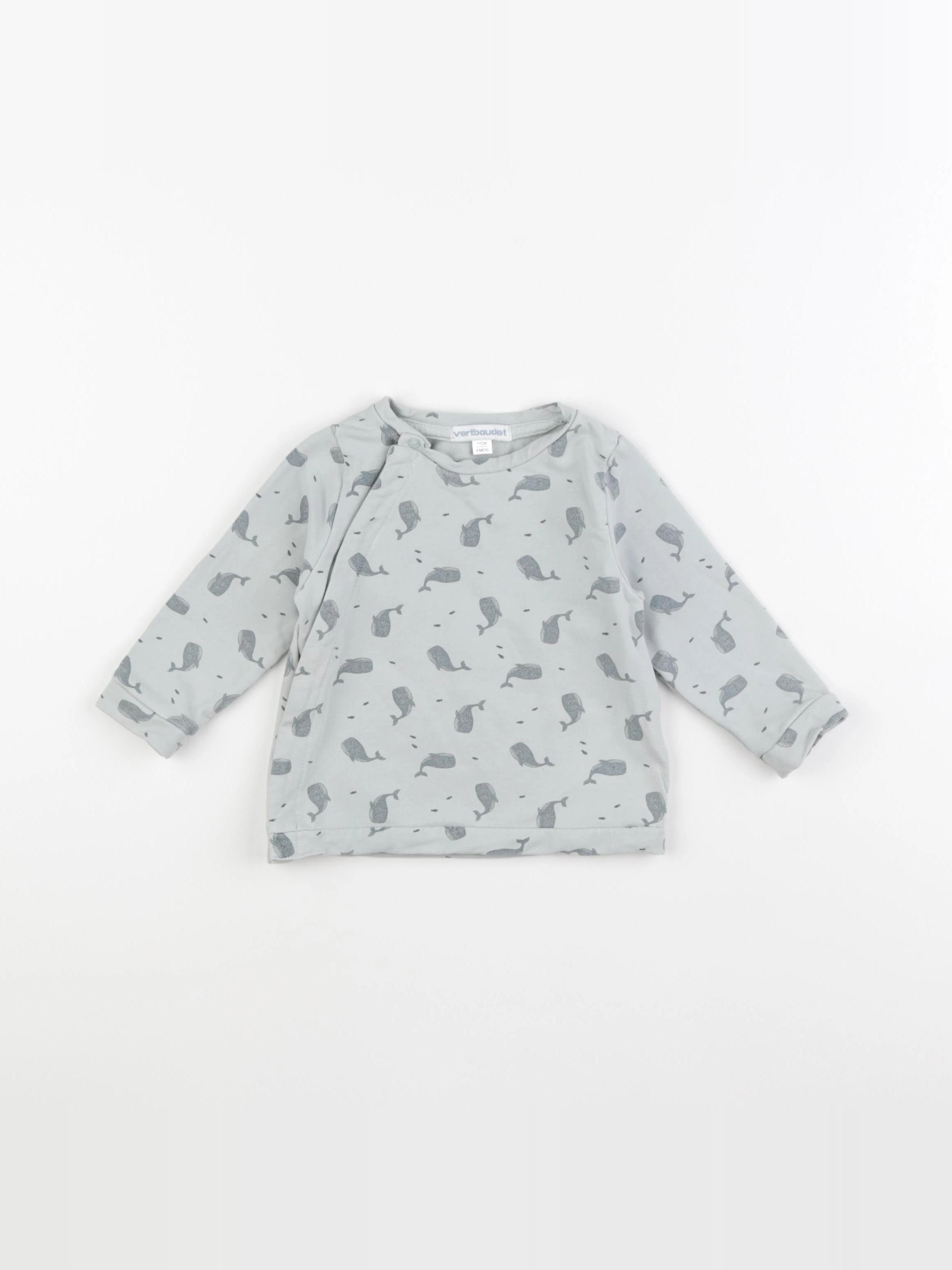 Vertbaudet - sweat vert - 9 mois
