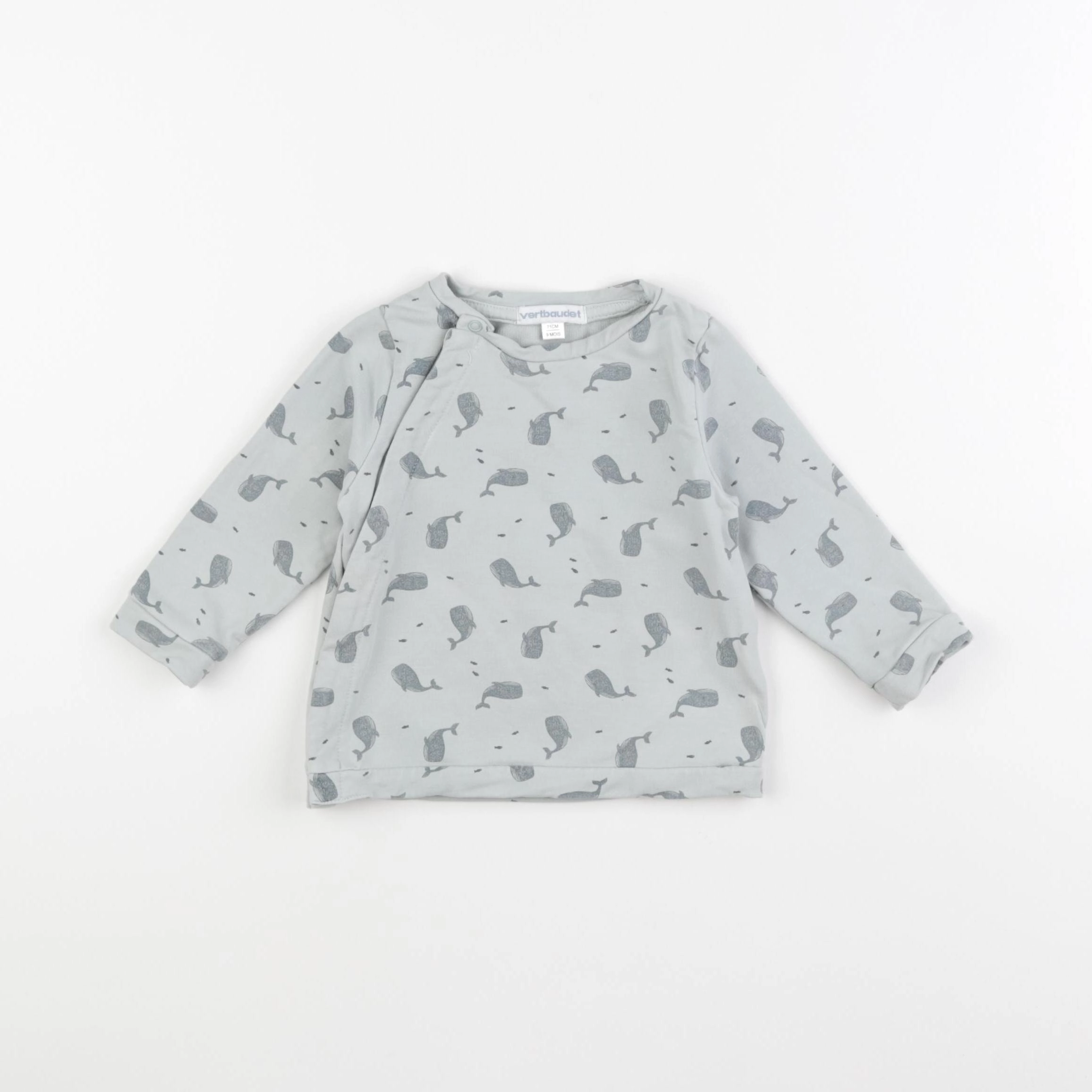 Vertbaudet - sweat vert - 9 mois