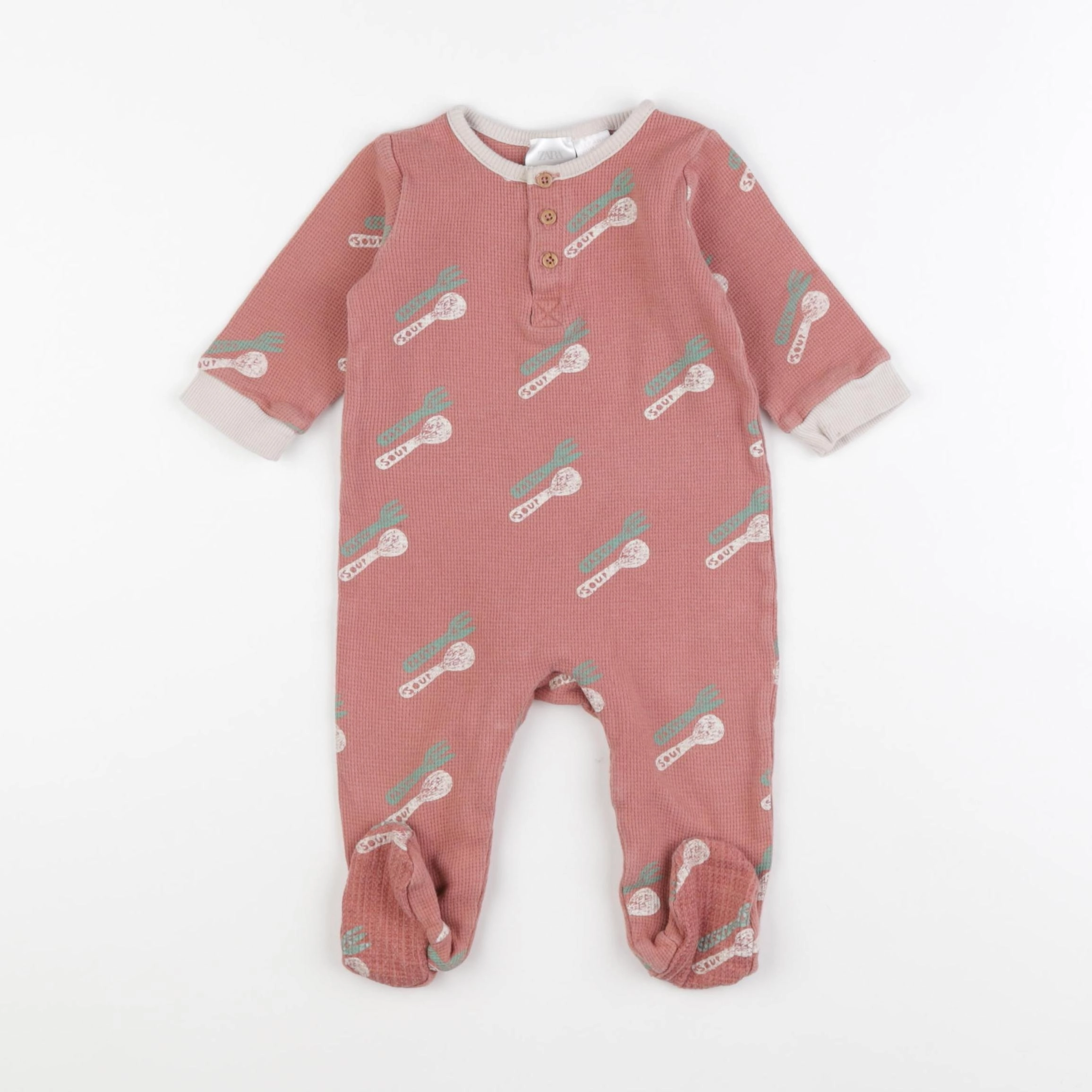 Zara - pyjama coton rose - 6/9 mois