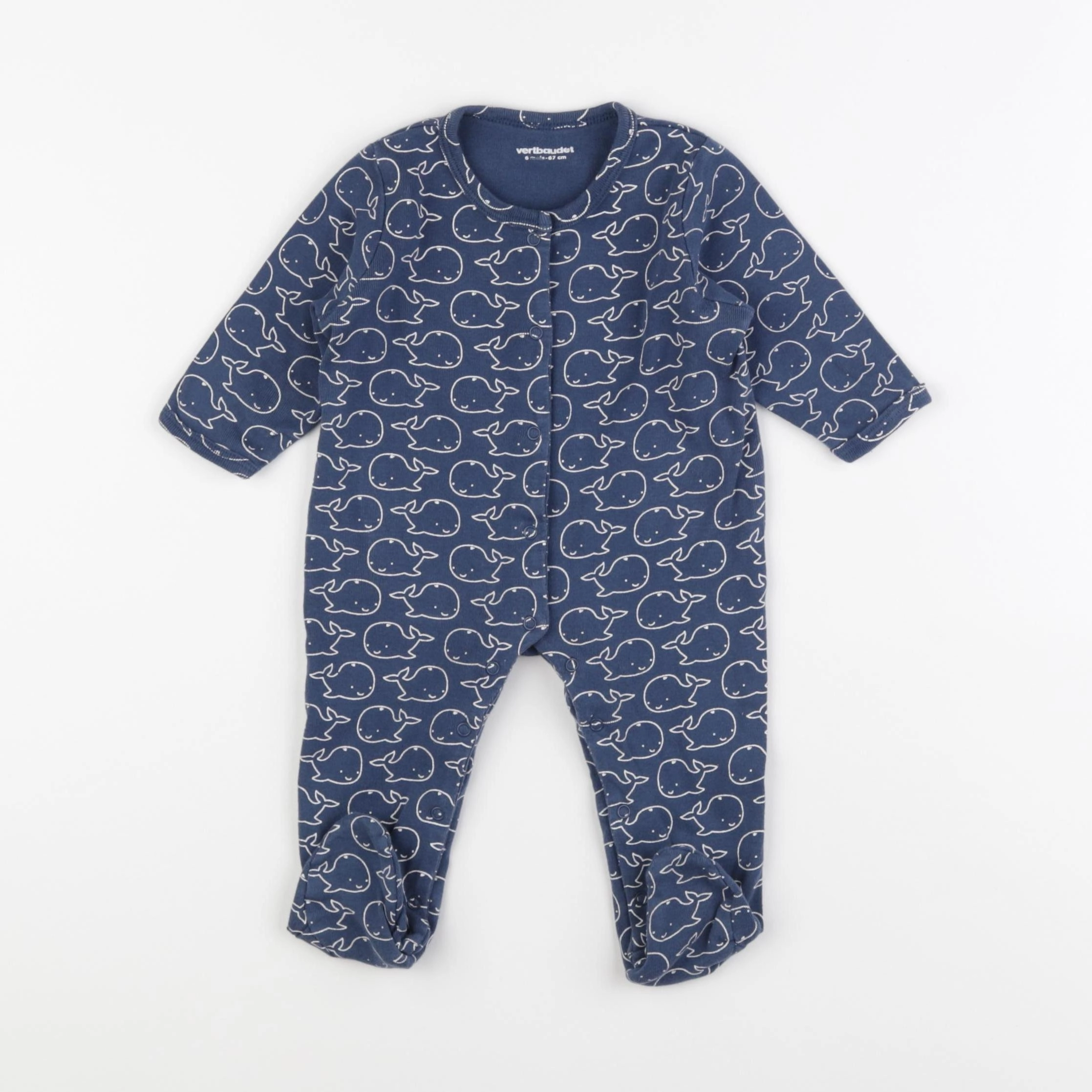 Vertbaudet - pyjama coton bleu - 6 mois