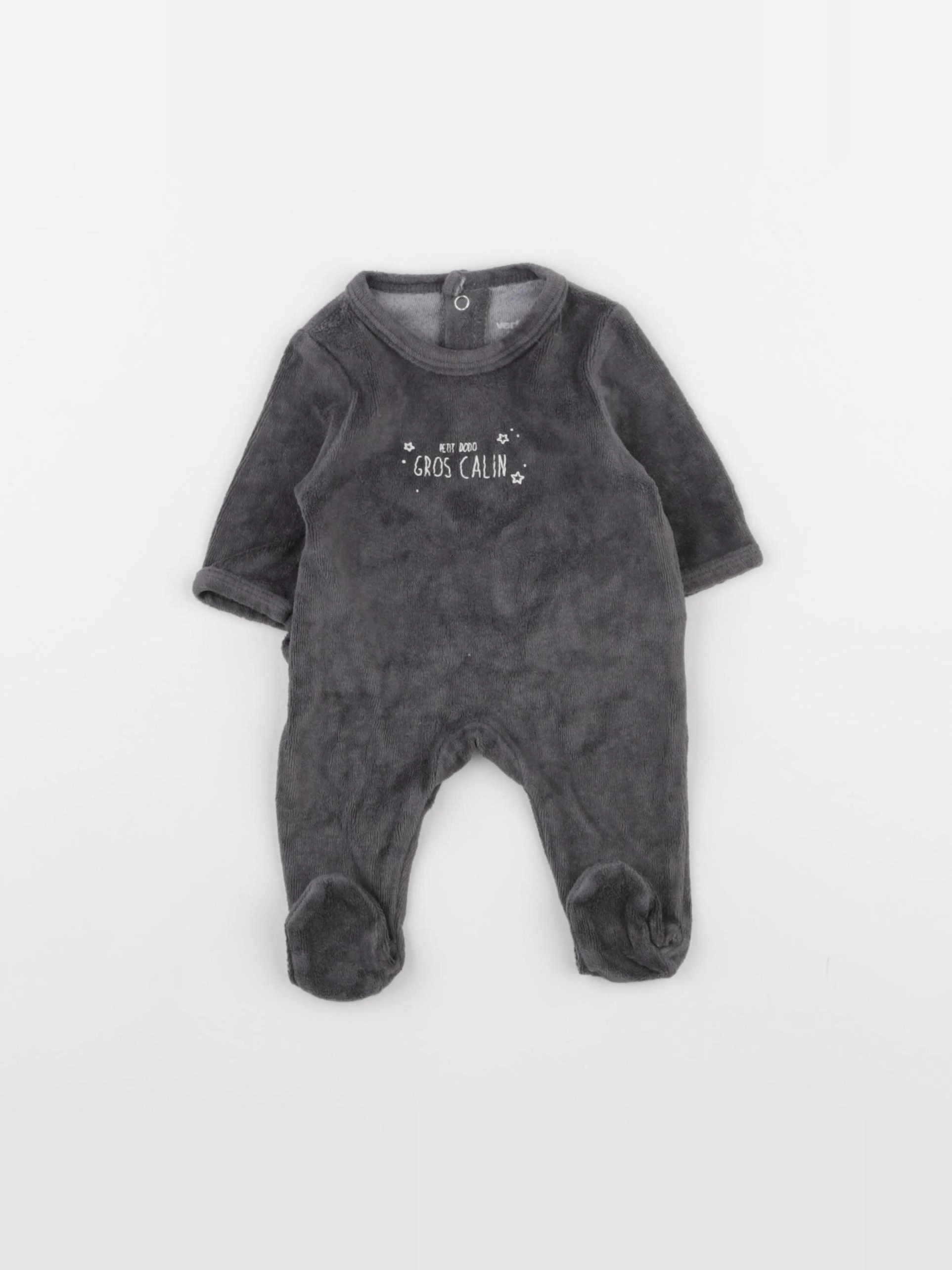 Vertbaudet - pyjama velours gris - 0 mois