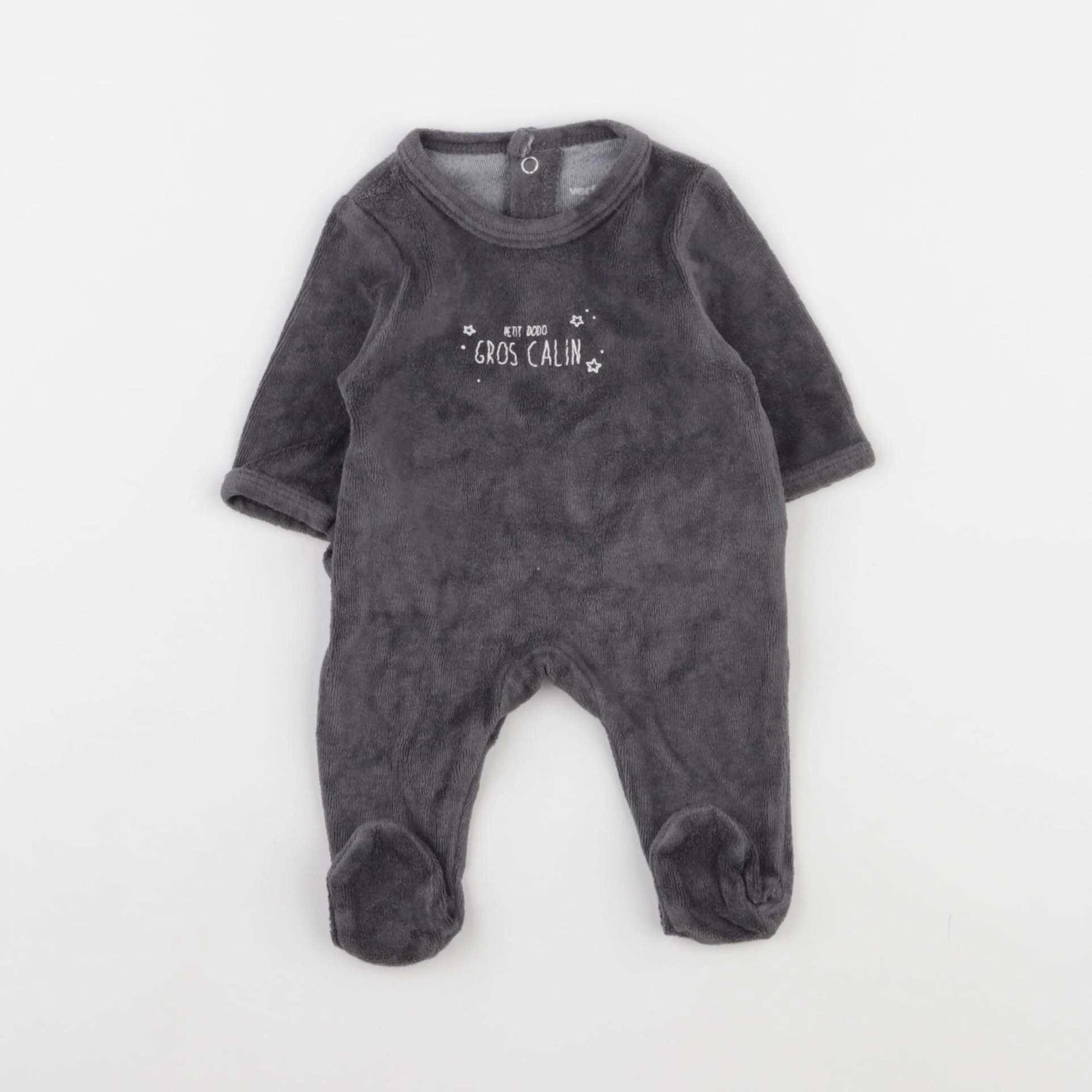 Vertbaudet - pyjama velours gris - 0 mois
